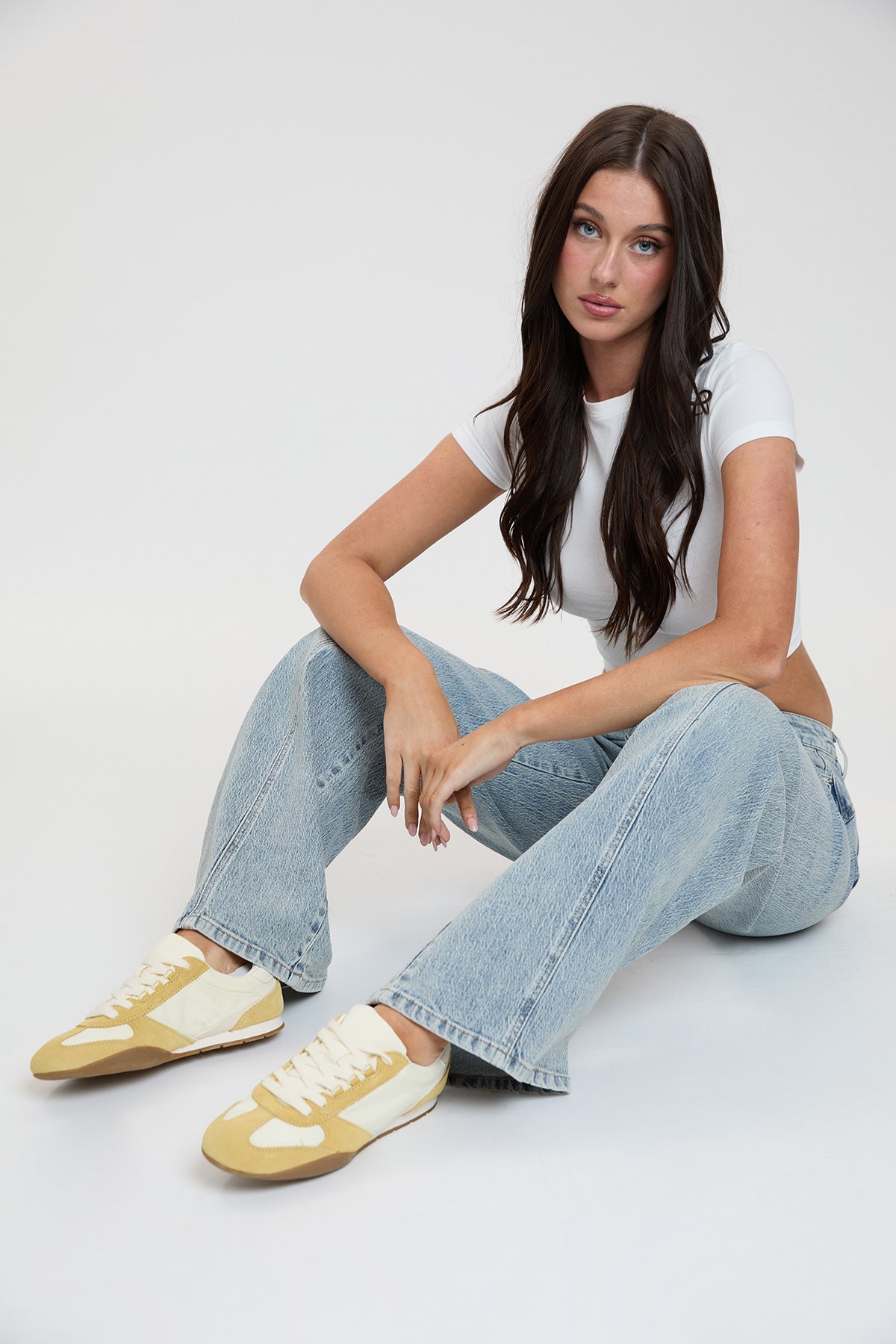 Luxe Bella Seam Detail Wide Leg Jeans