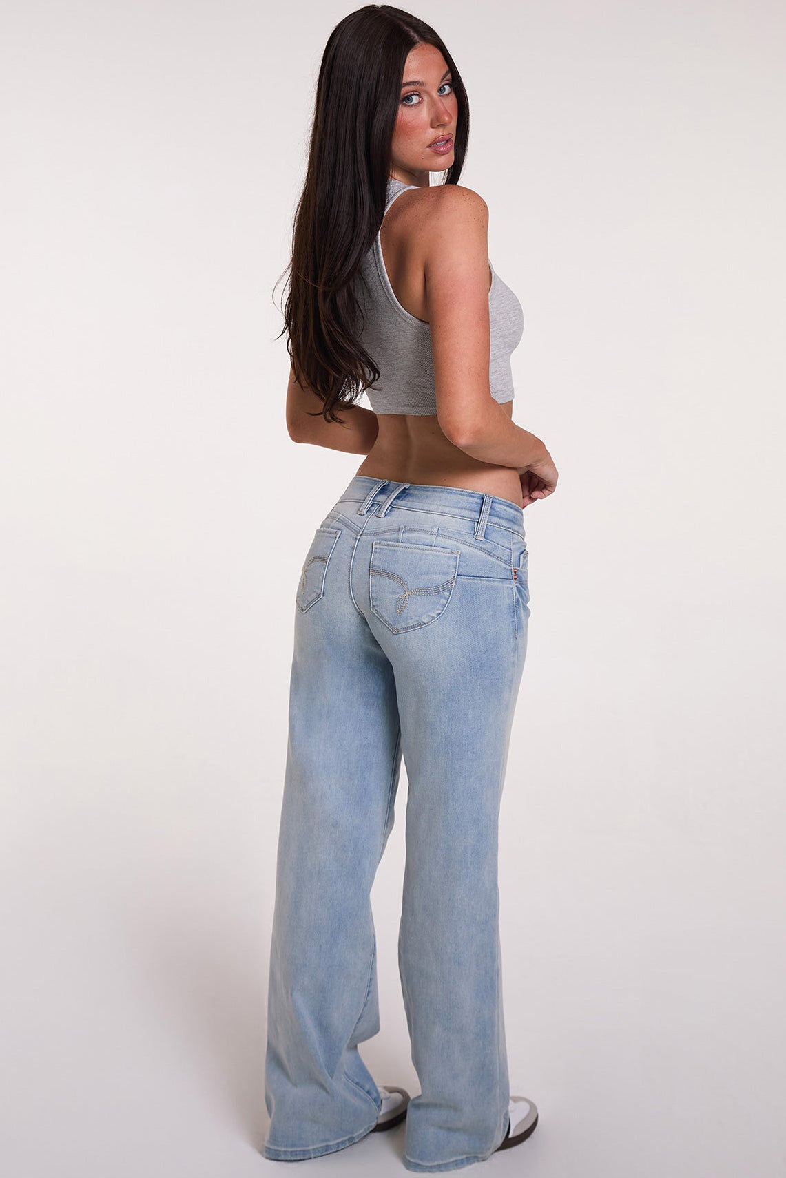 Luxe Low Rise “WannaBettaButt” Wide Leg Jeans