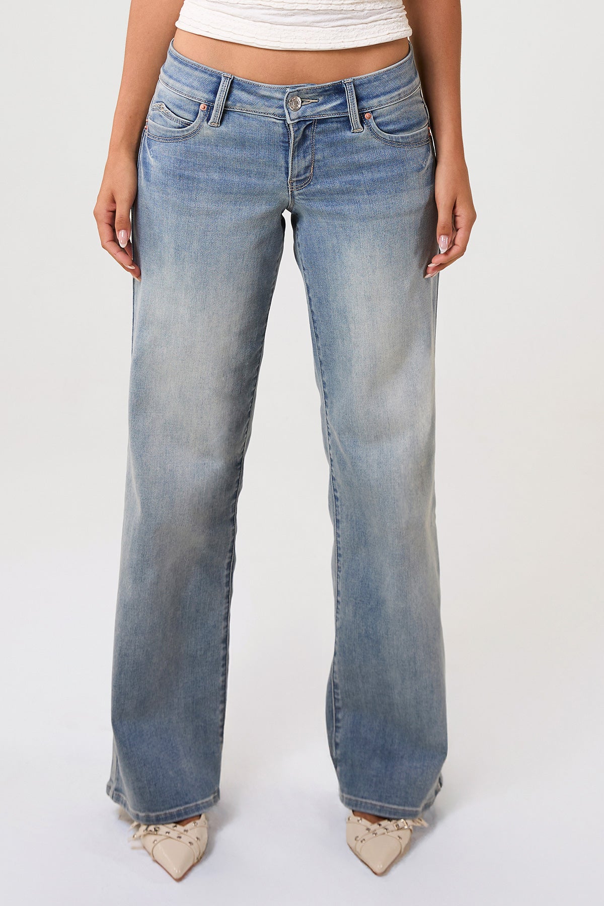 Luxe Low Rise “WannaBettaButt” Wide Leg Jeans