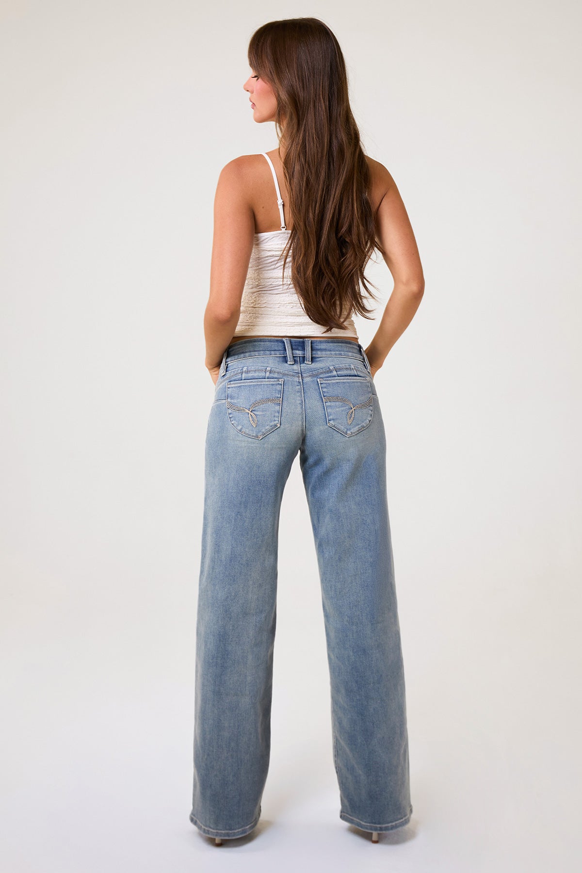 Luxe Low Rise “WannaBettaButt” Wide Leg Jeans