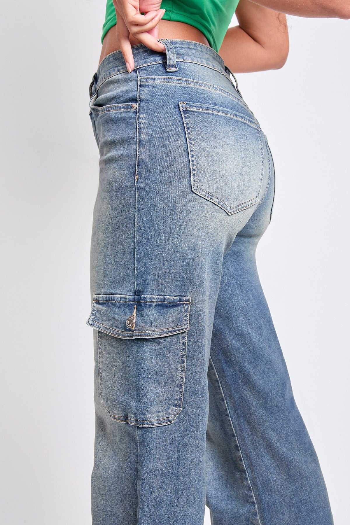 High Rise Wide Leg Skater Cargo Jeans