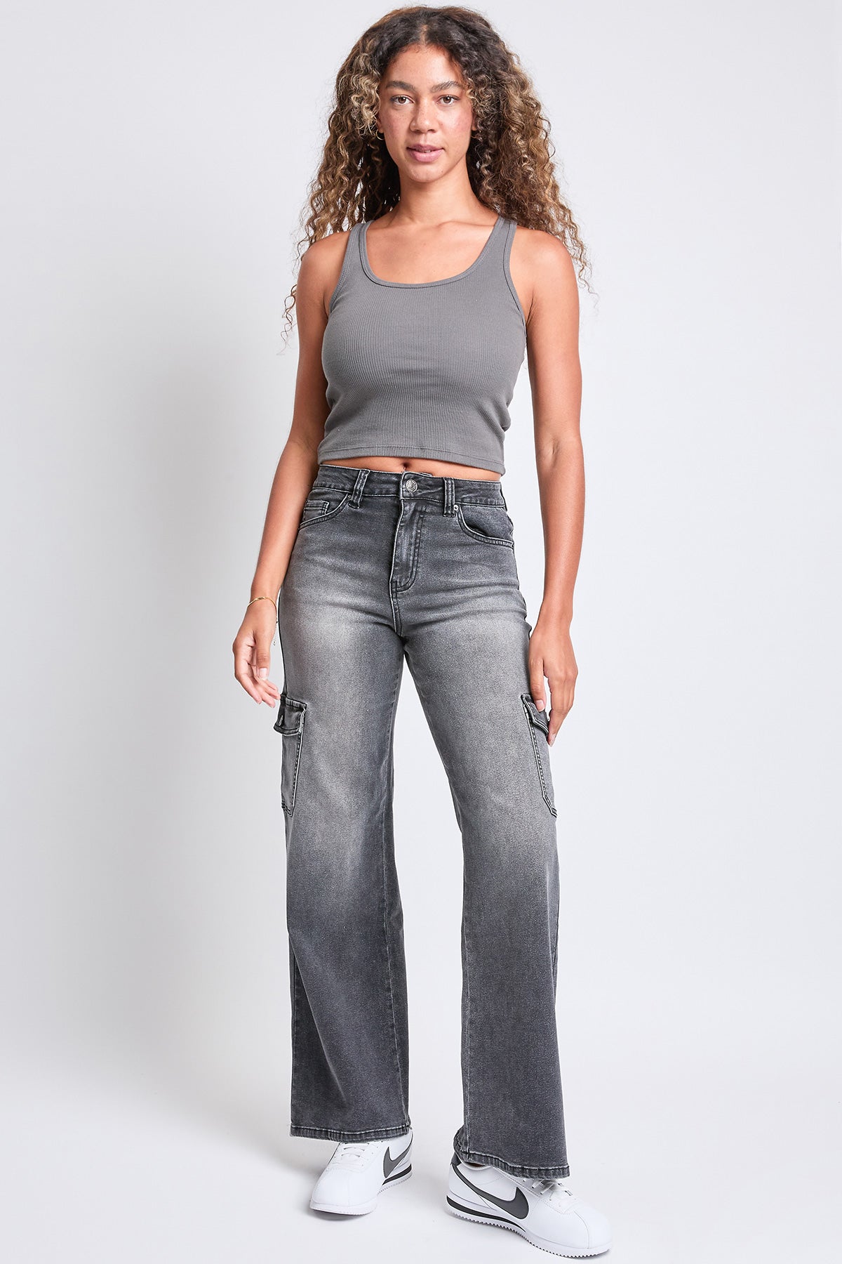 High Rise Wide Leg Skater Cargo Jeans