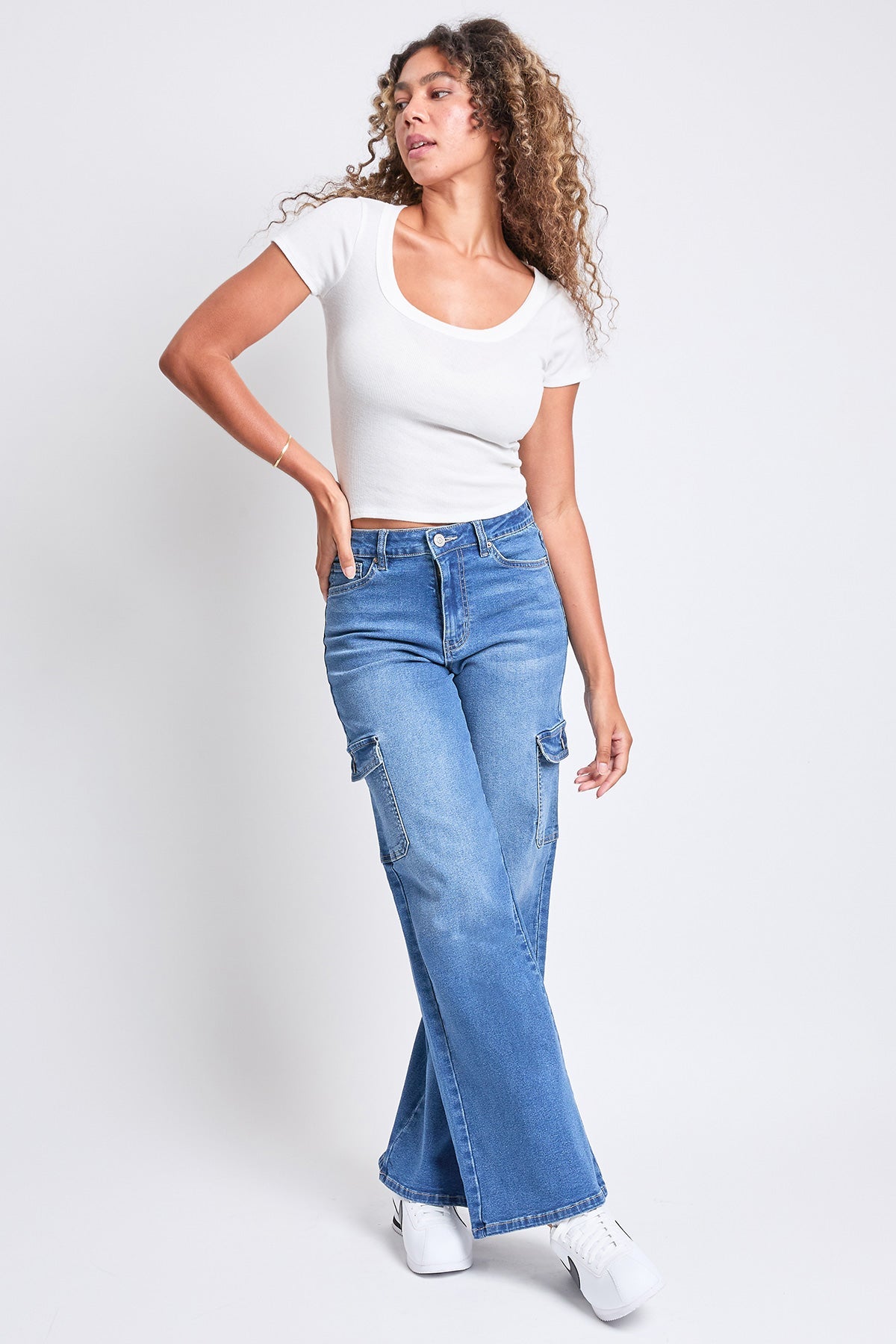 High Rise Wide Leg Skater Cargo Jeans