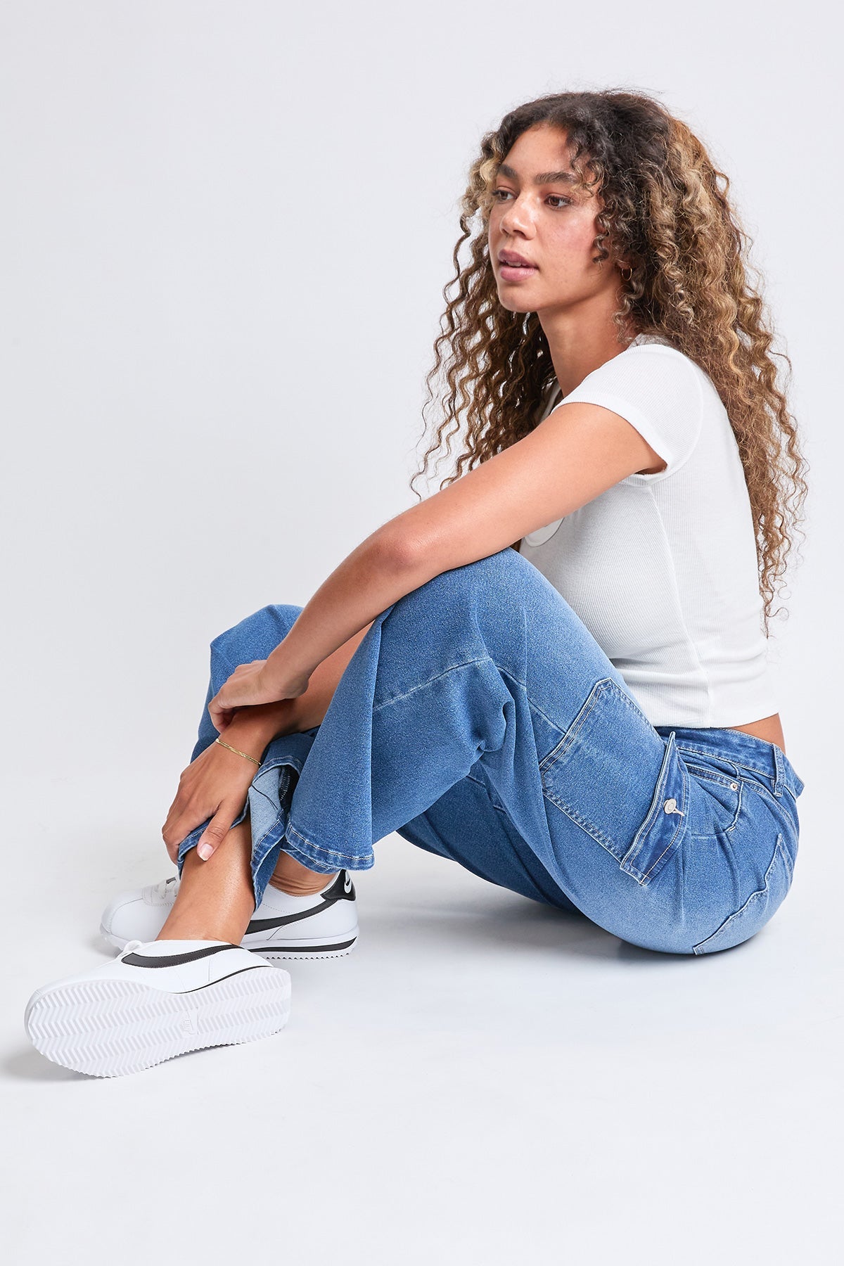 High Rise Wide Leg Skater Cargo Jeans