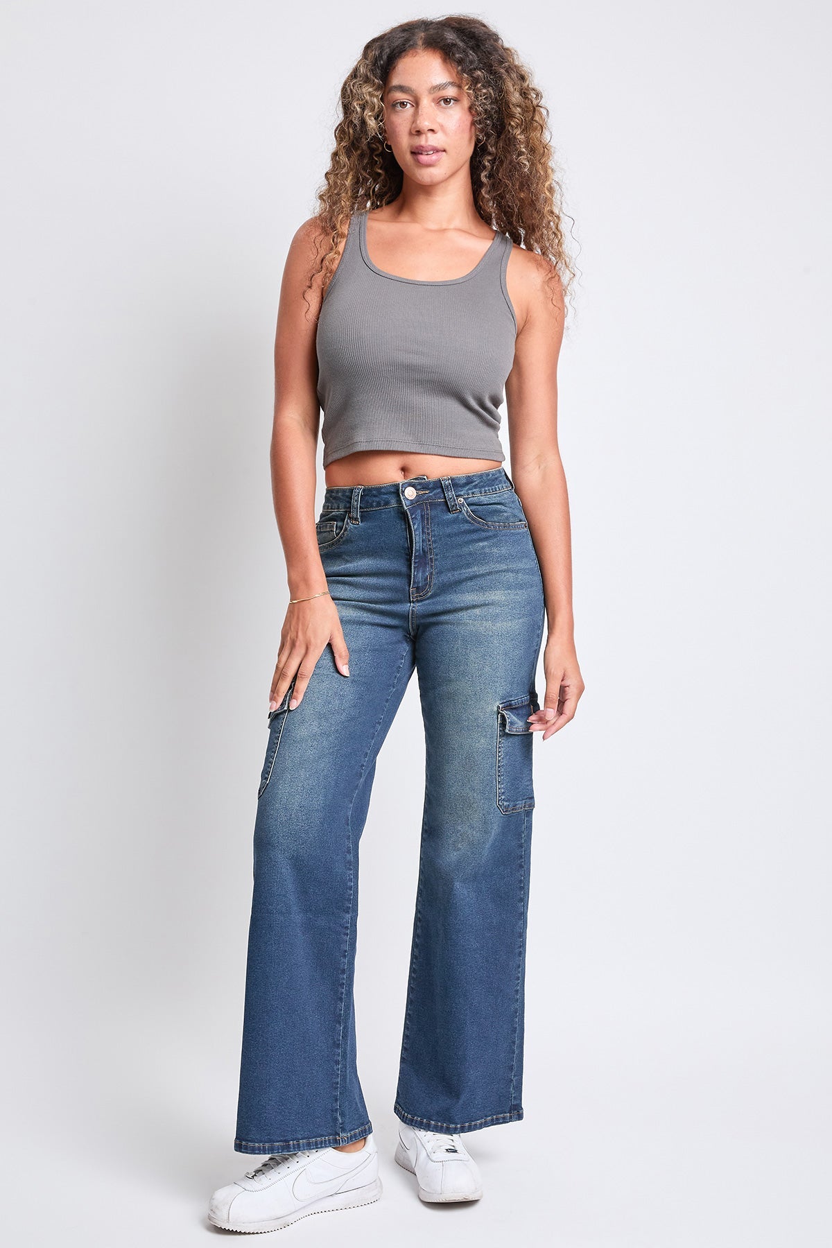High Rise Wide Leg Skater Cargo Jeans