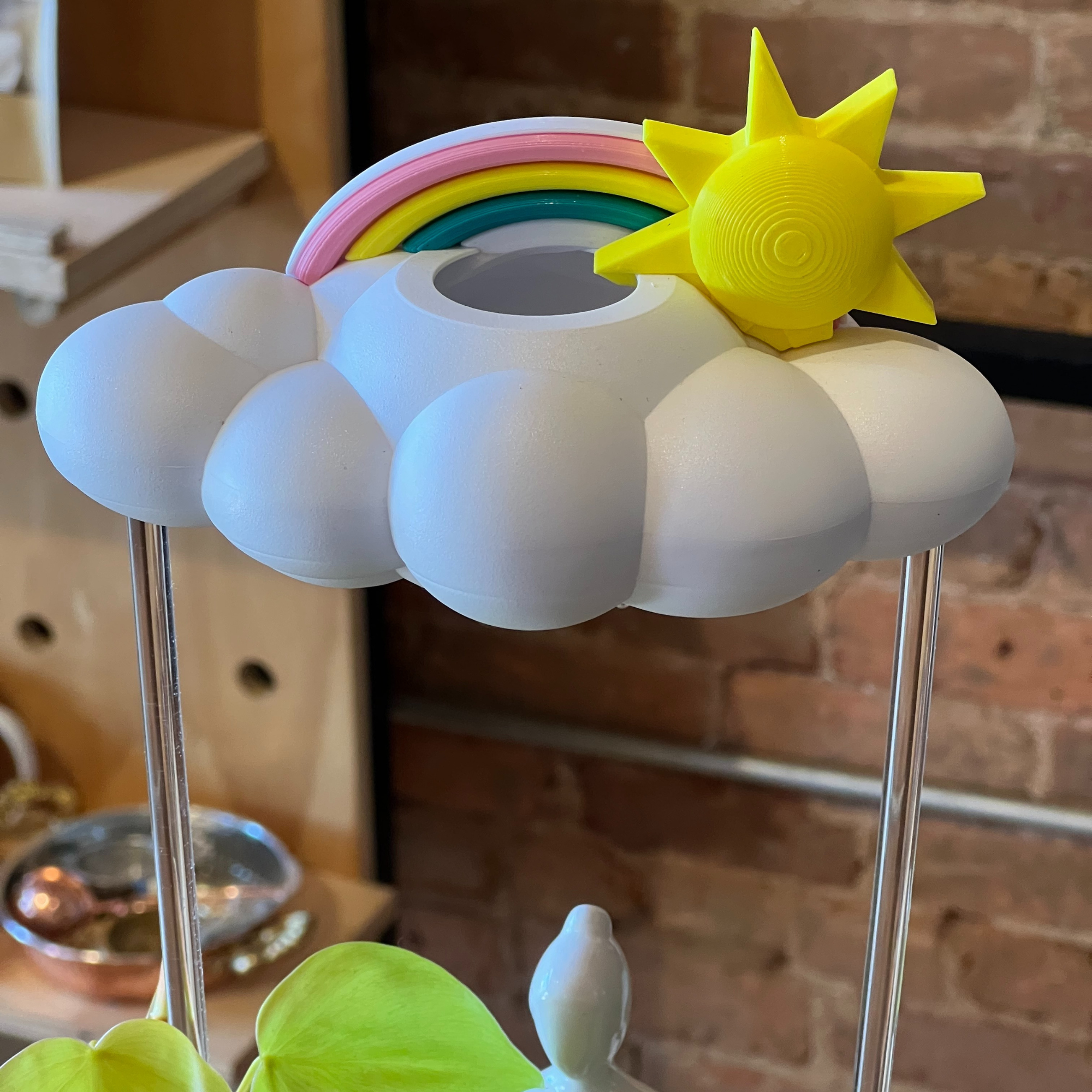 Original Dripping Rain Cloud with Sun and Pastel Rainbow Charms