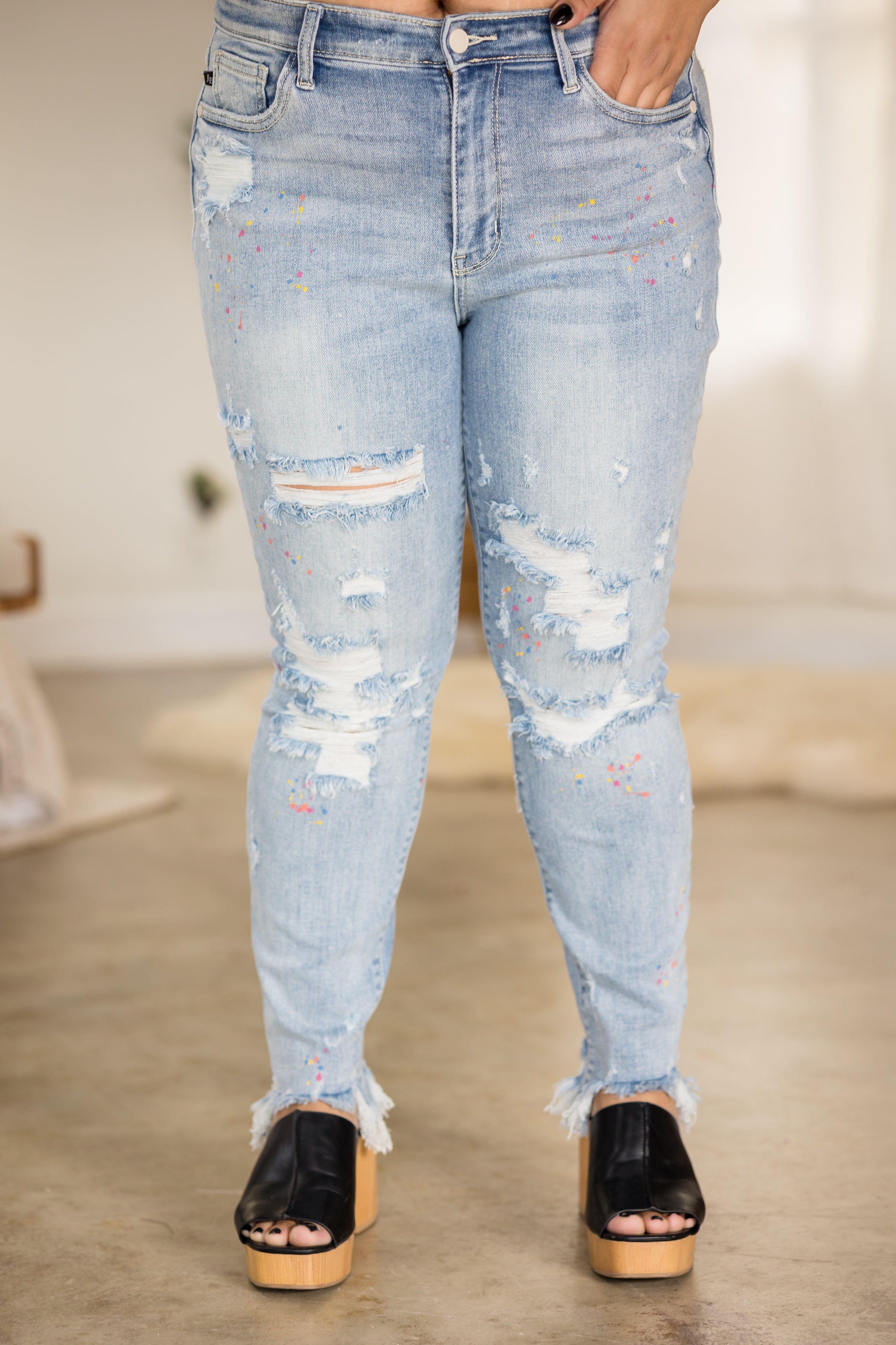 Party Paint Splatter Boyfriend Jeans