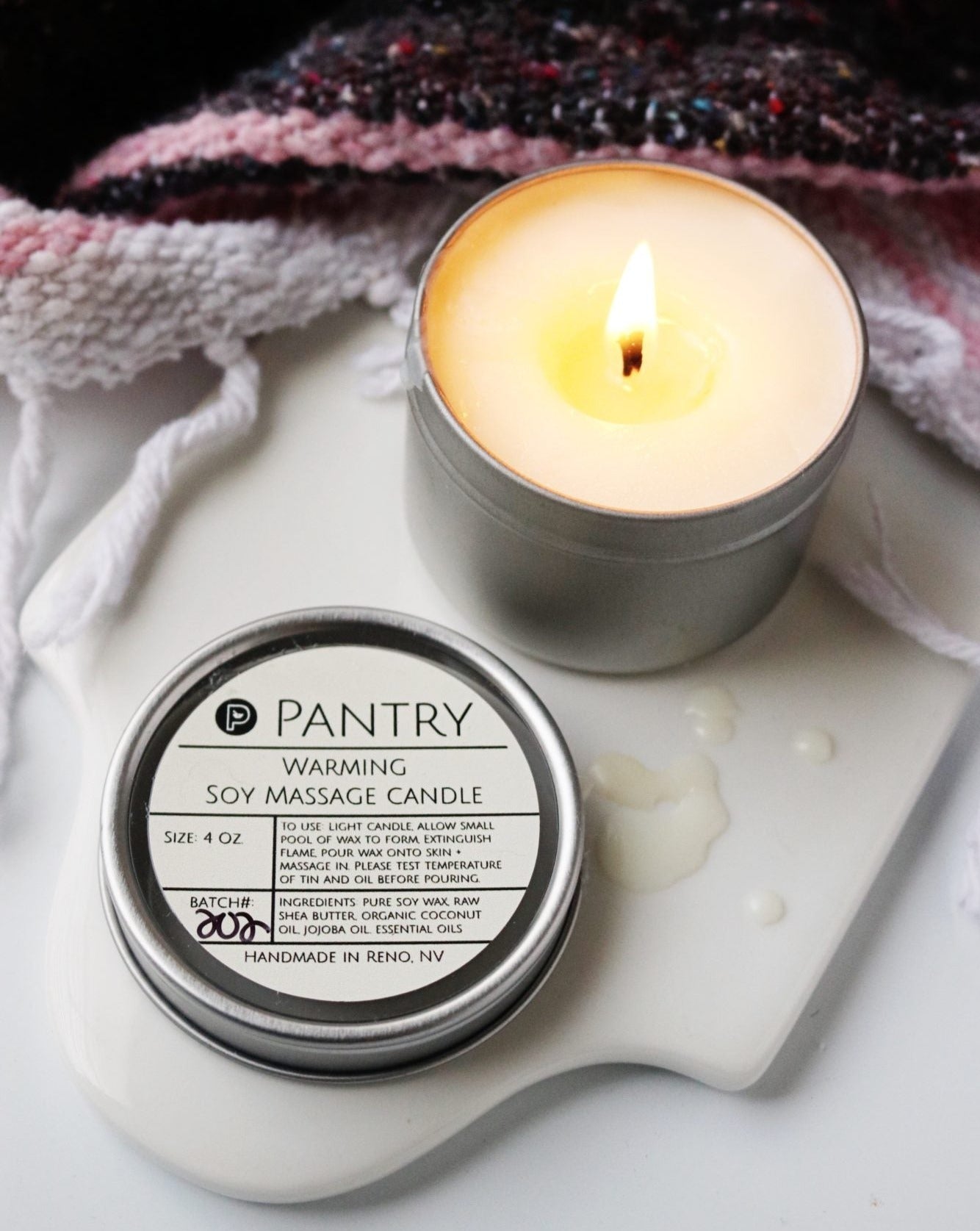 Soy Massage Oil Candle - Skin Softening Jojoba + Shea Butter Candle