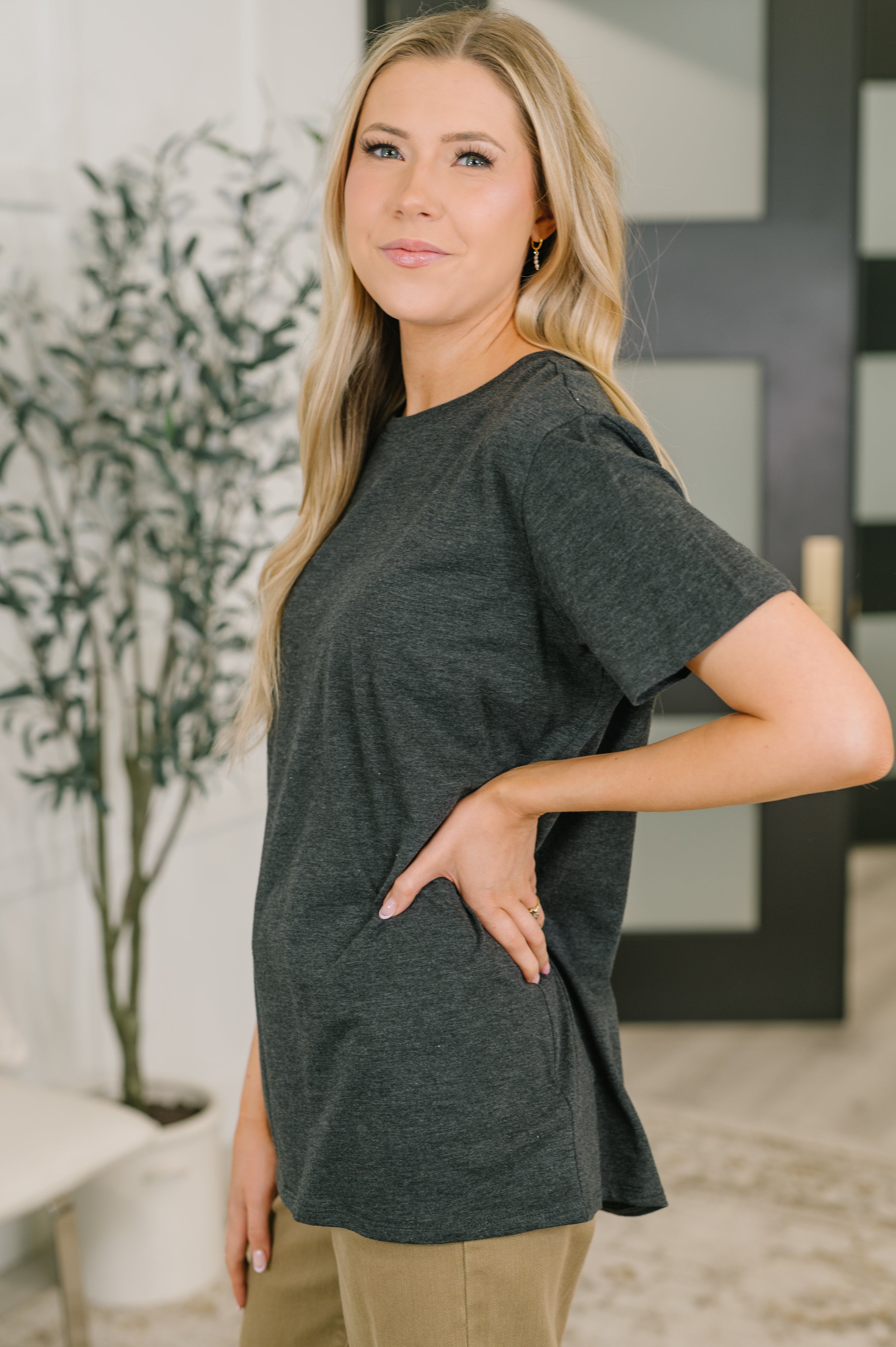 Rest Assured Basic Relaxed Tee in Charcoal