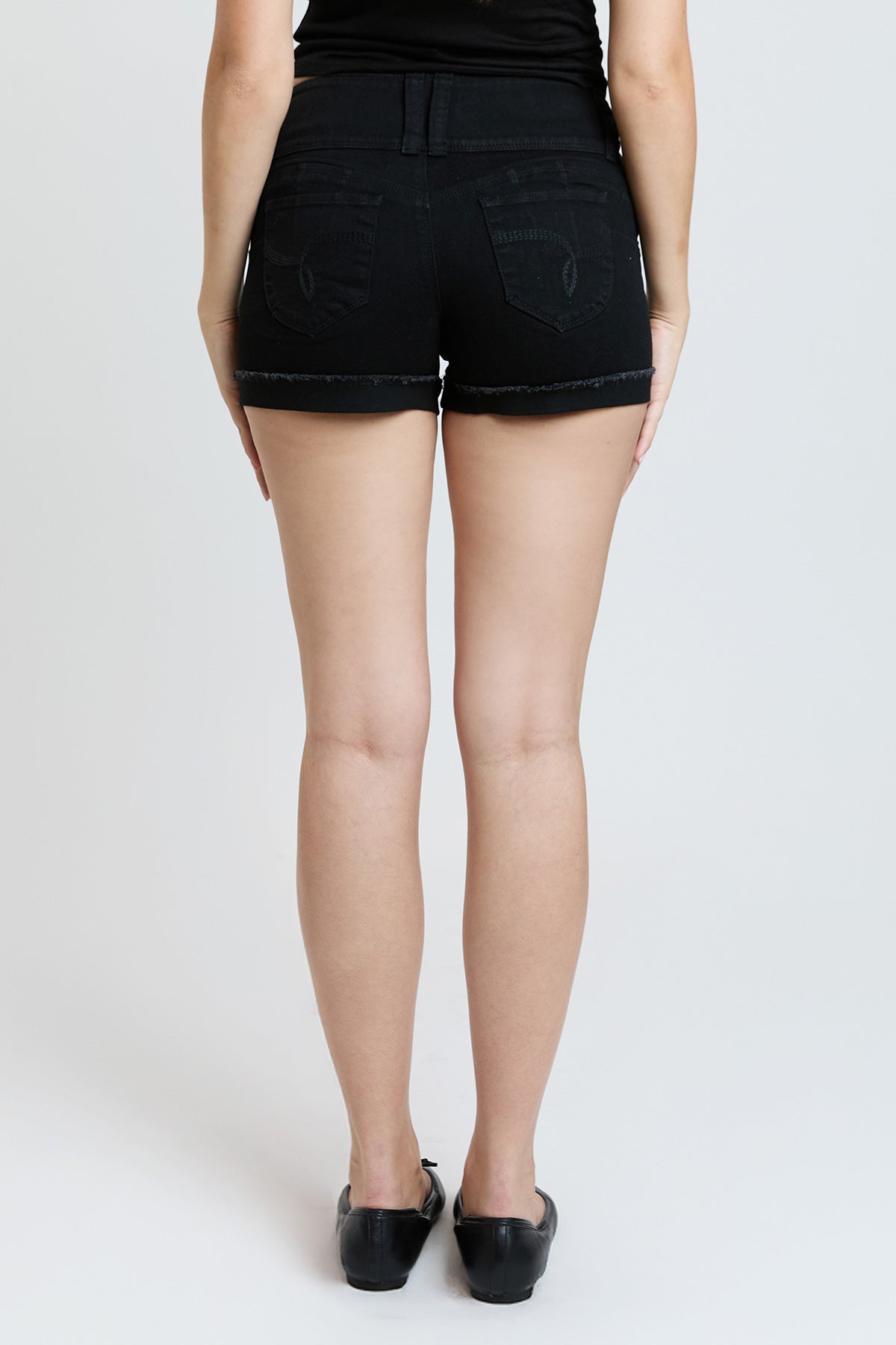 WannaBettaButt 3 Button Cuffed Denim Shorts