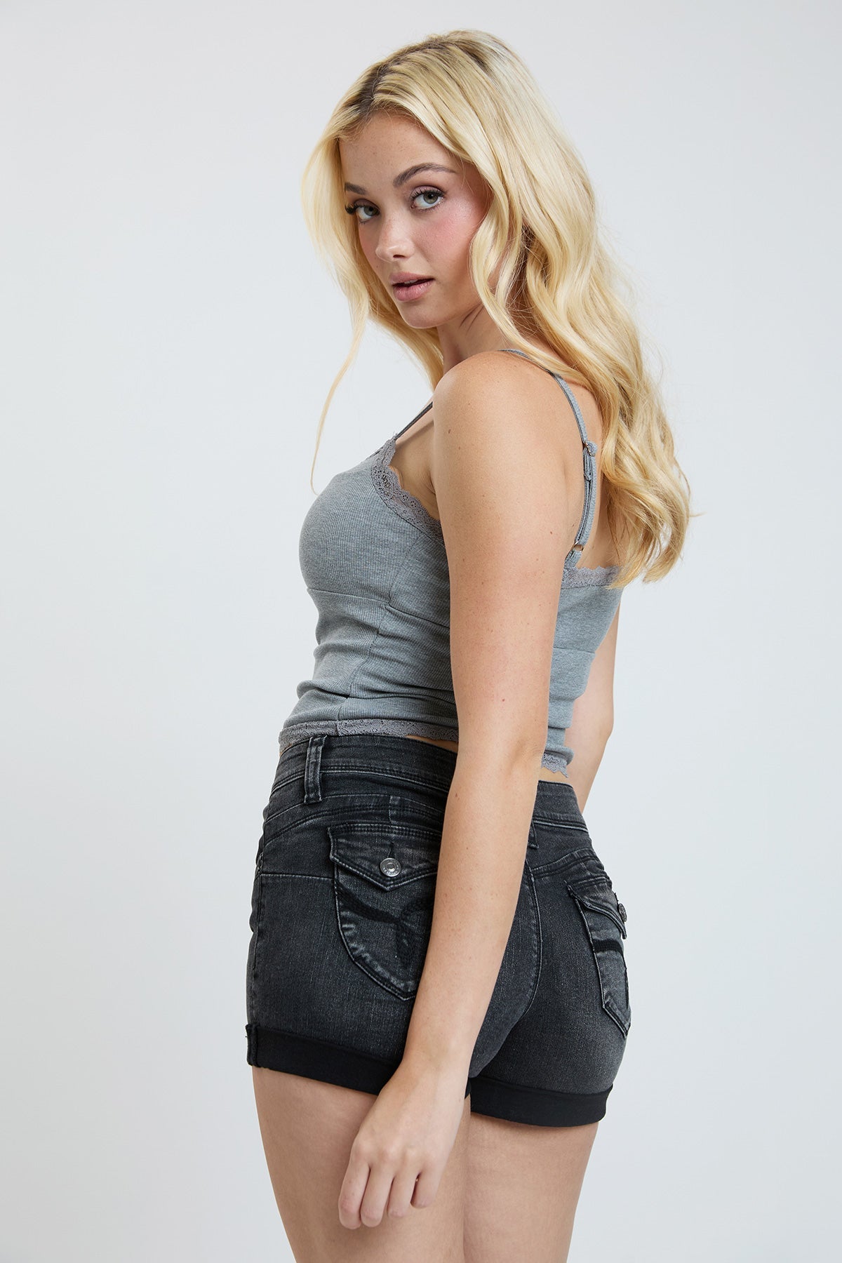 WannaBettaButt Cuffed Denim Shorts