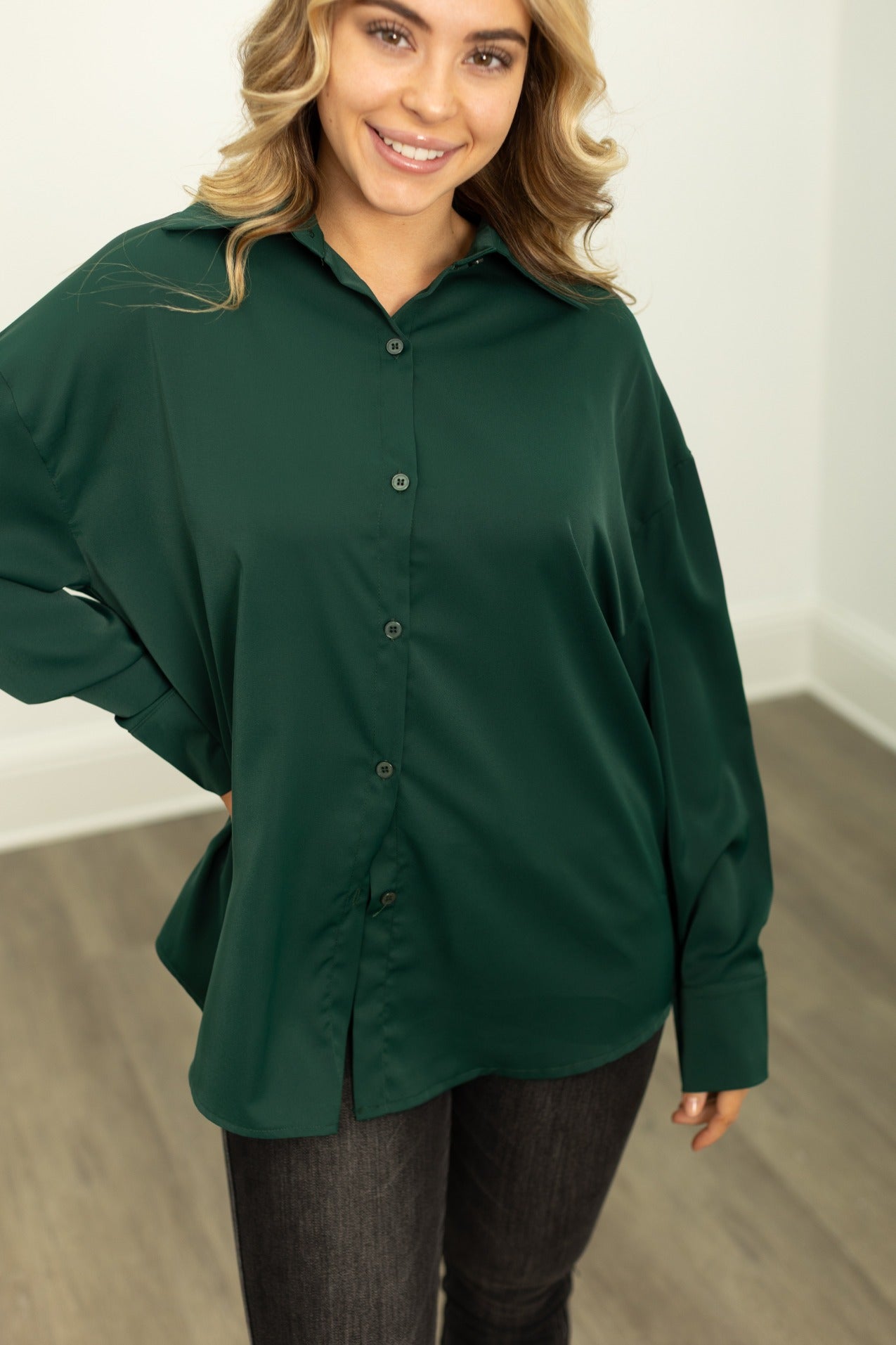 Kathryn Classic Button-Up, Forest Green