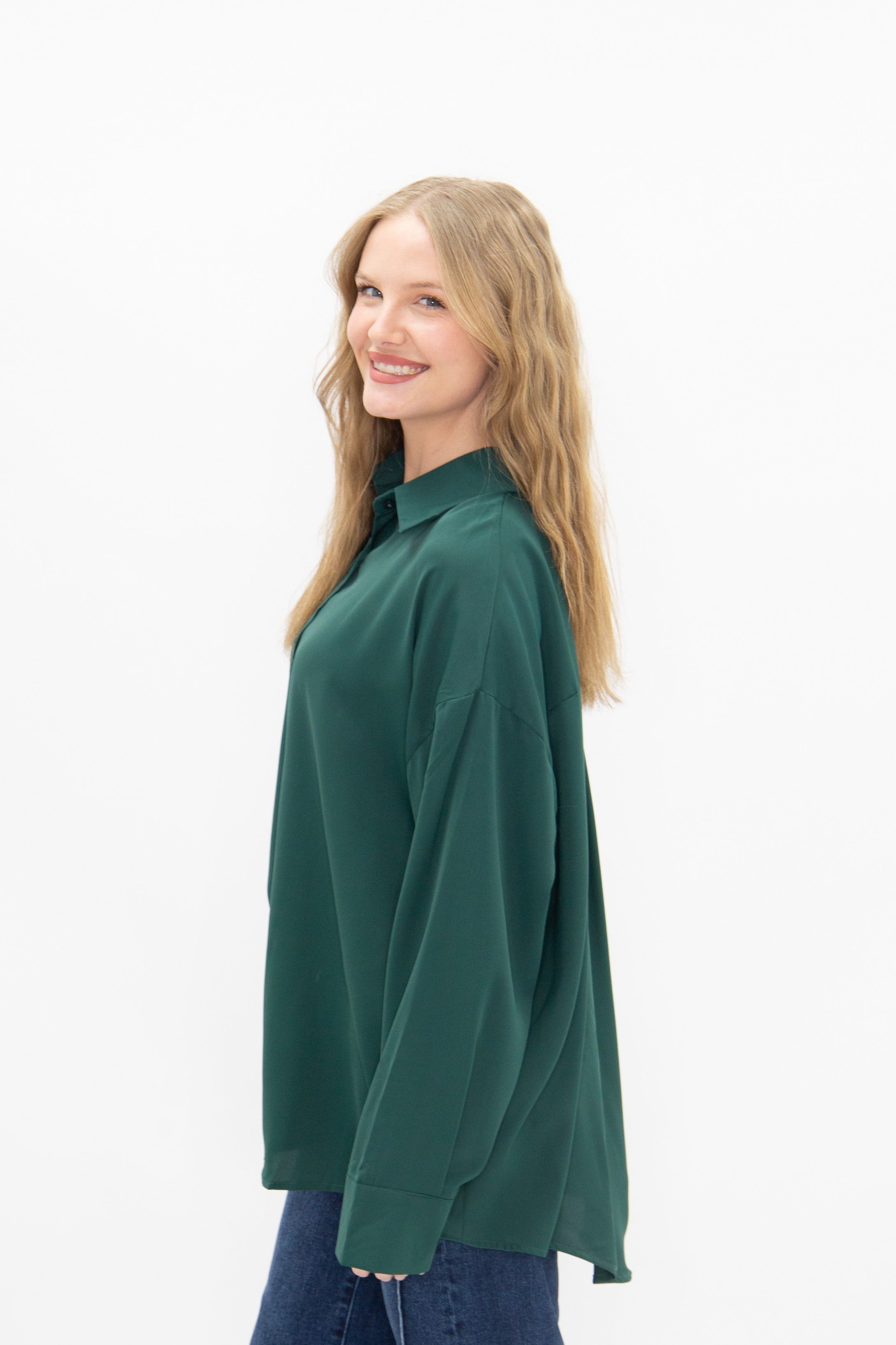 Kathryn Classic Button-Up, Forest Green