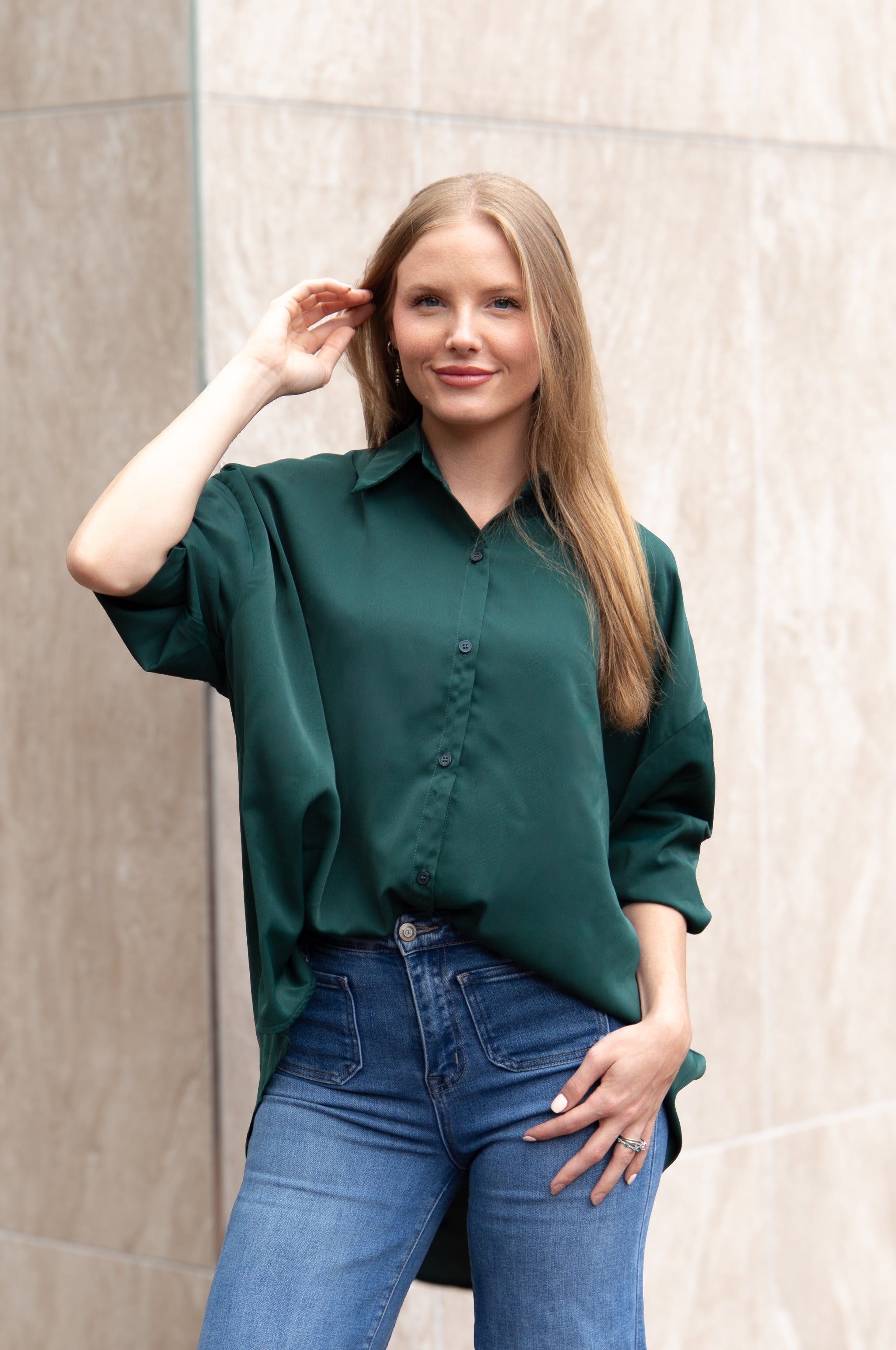 Kathryn Classic Button-Up, Forest Green