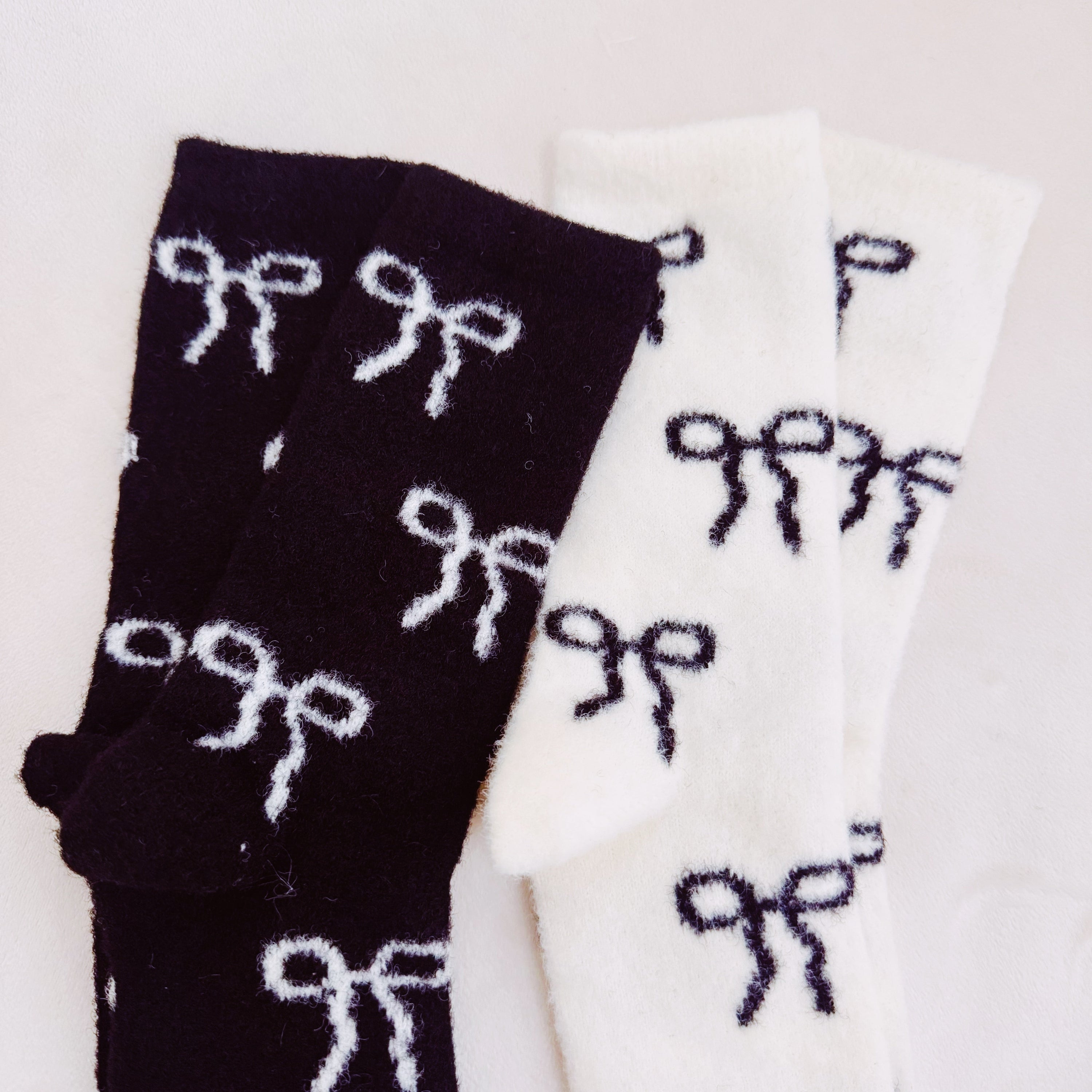 Sassy Bows Fuzzy Socks Set Of 2