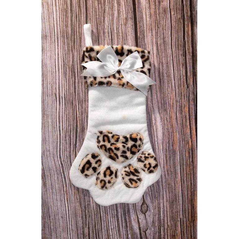 Leopard/Ribbon Paw Print Stocking