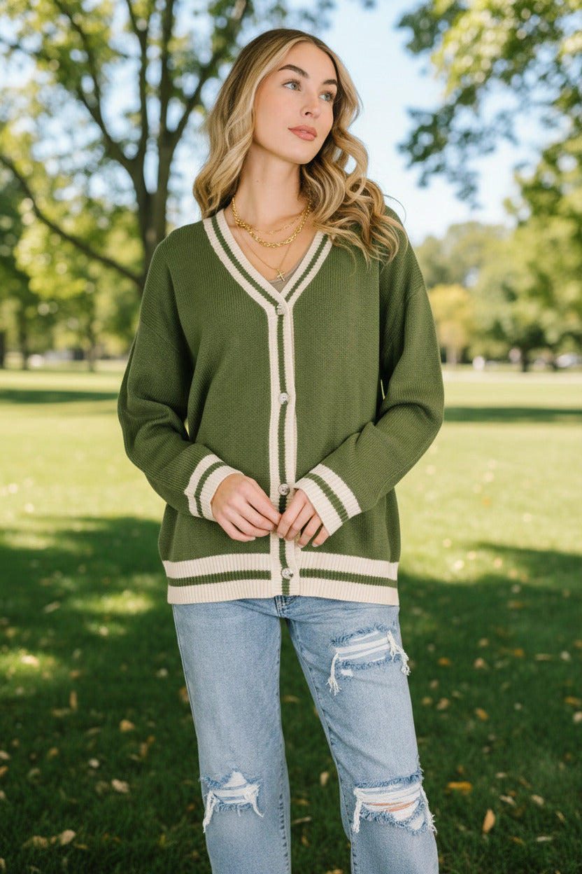 Something Simple Full Front Button Down Cardigan