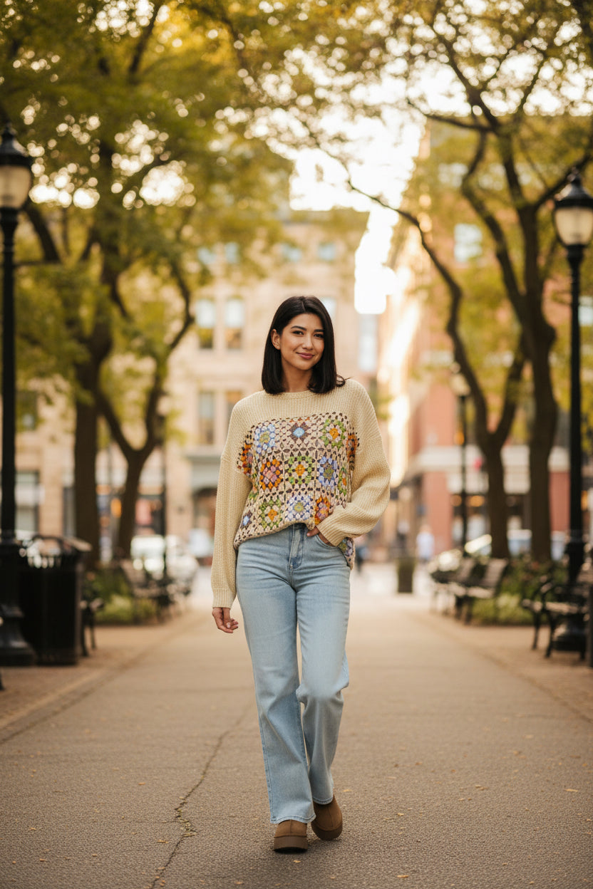 Square Dance Granny Square Sweater