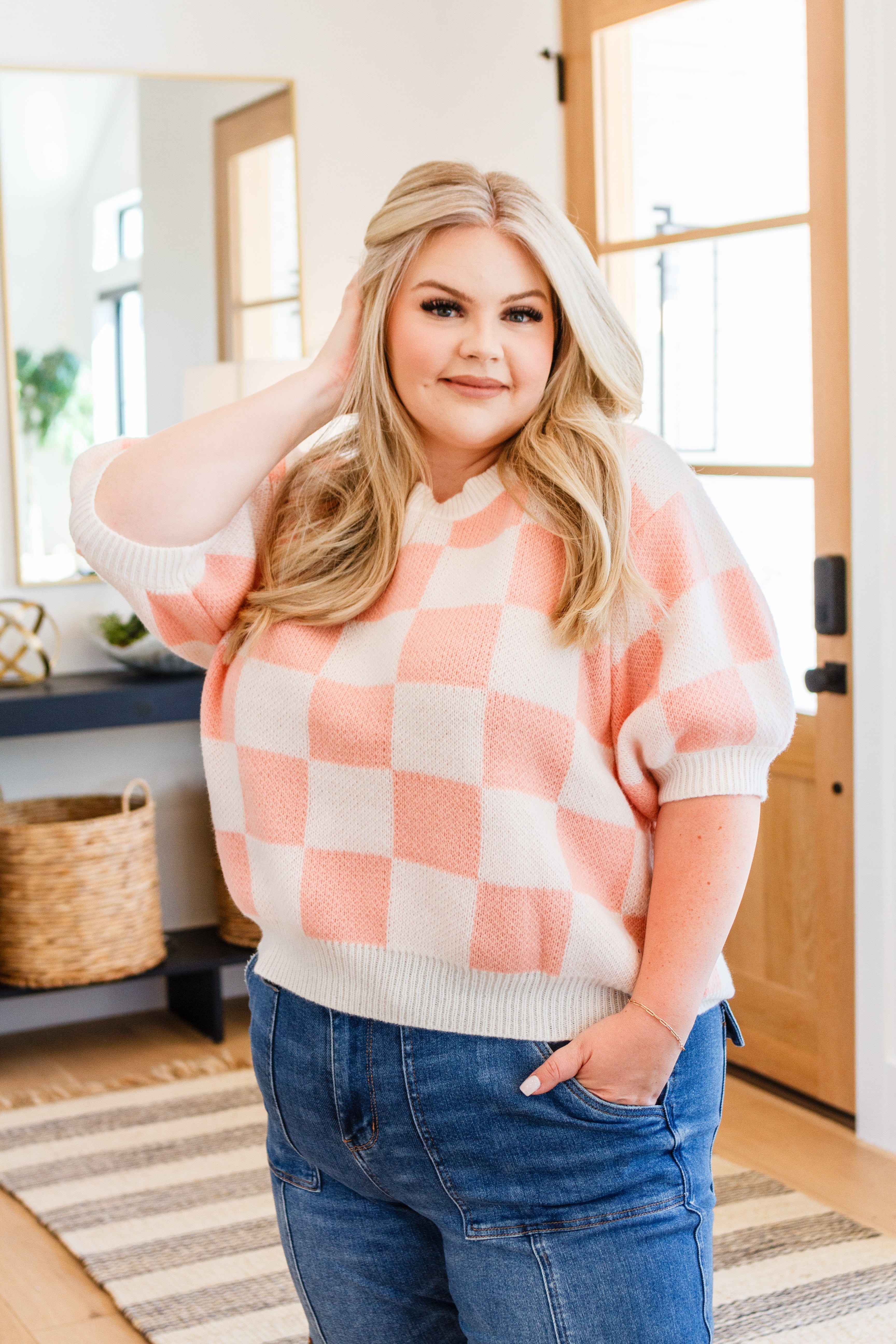 Start Me Up Checkered Sweater -1XL