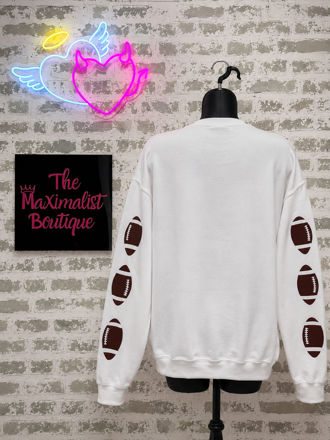 Throwing Spirals Sweatshirt – White Pullover with Football Sleeve