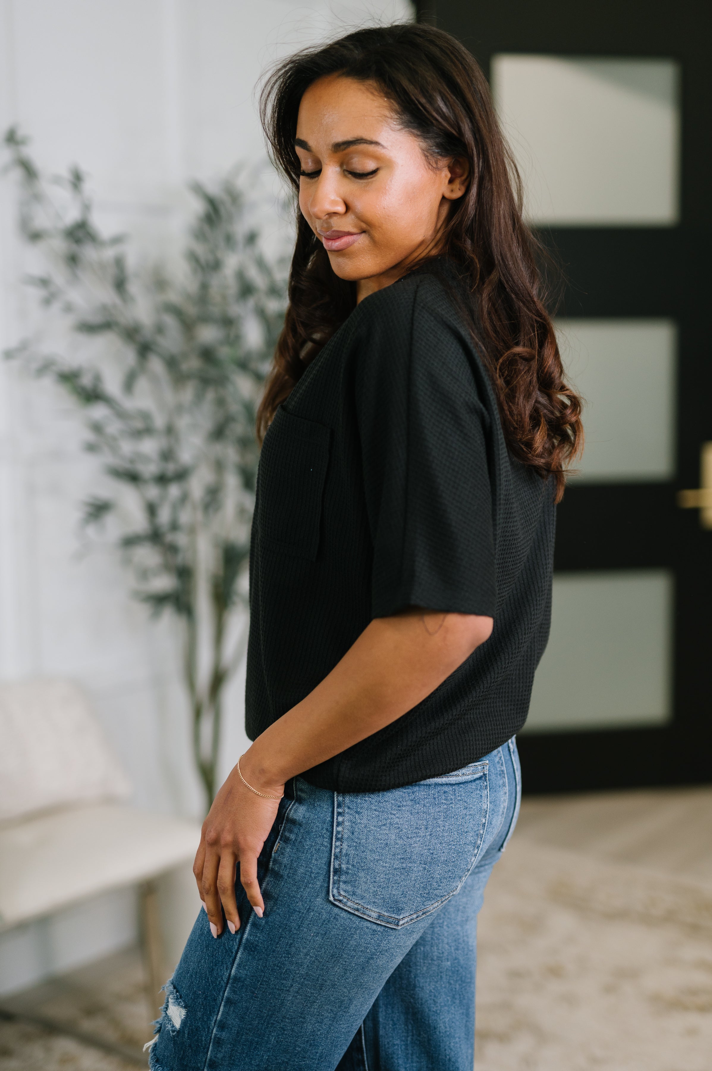 Together We're Unlimited Basic V-Neck Tee in Black