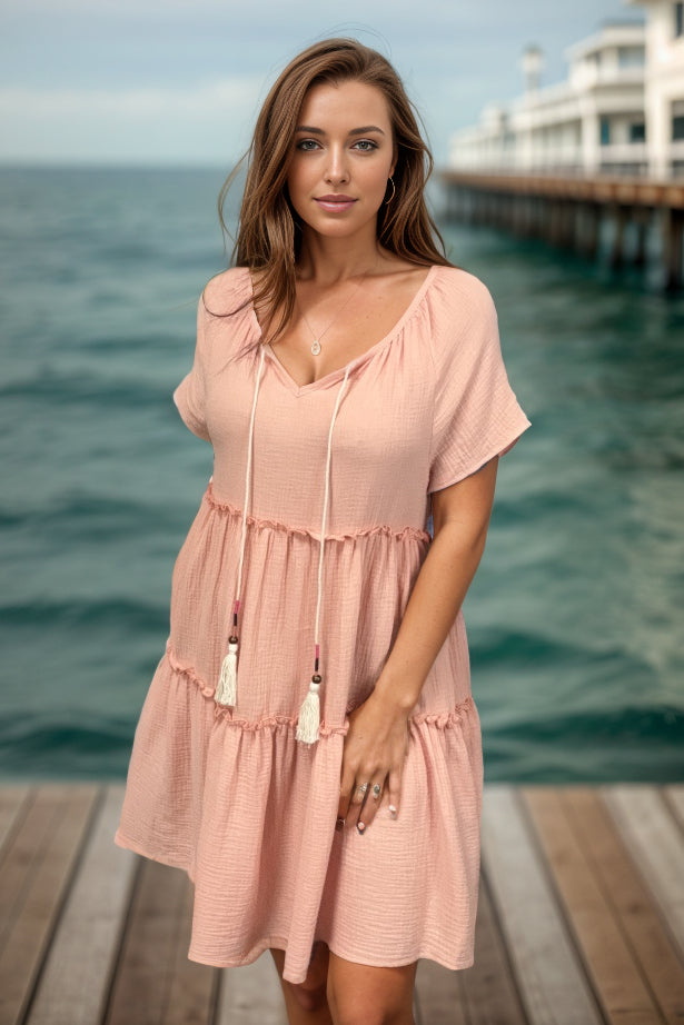 Totally Peachy Tassel Dress