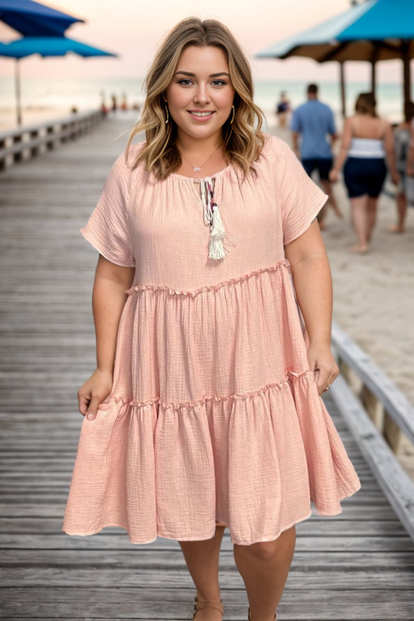 Totally Peachy Tassel Dress