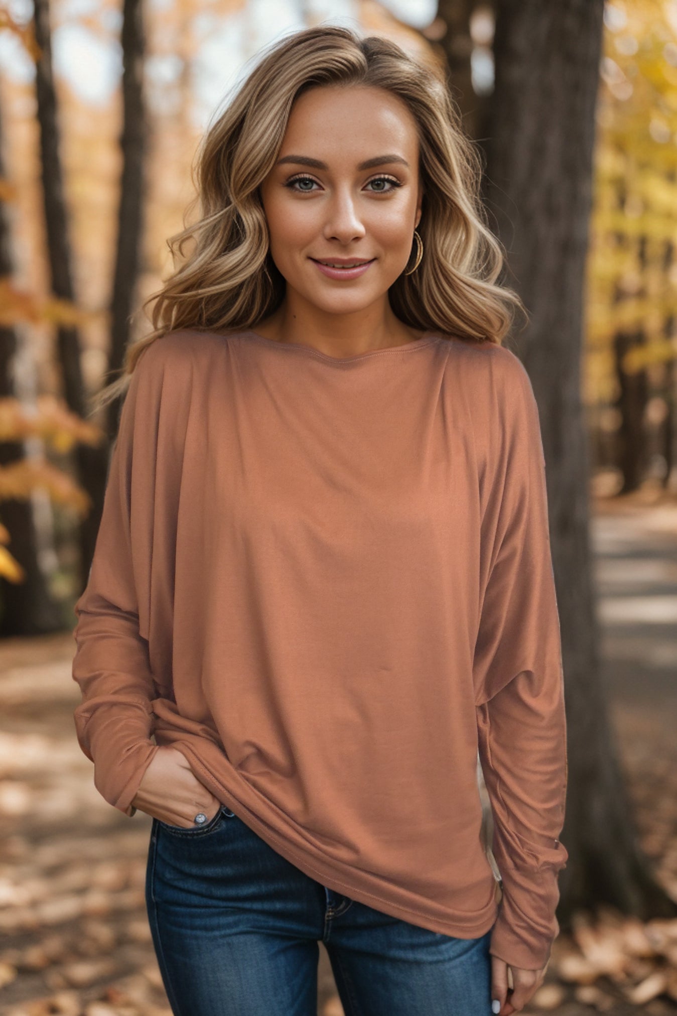 Touch Of Ruche Long Sleeve Dolman