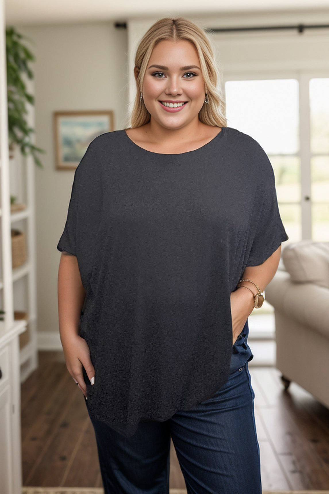 Curvy Town Trip Tunic in Black