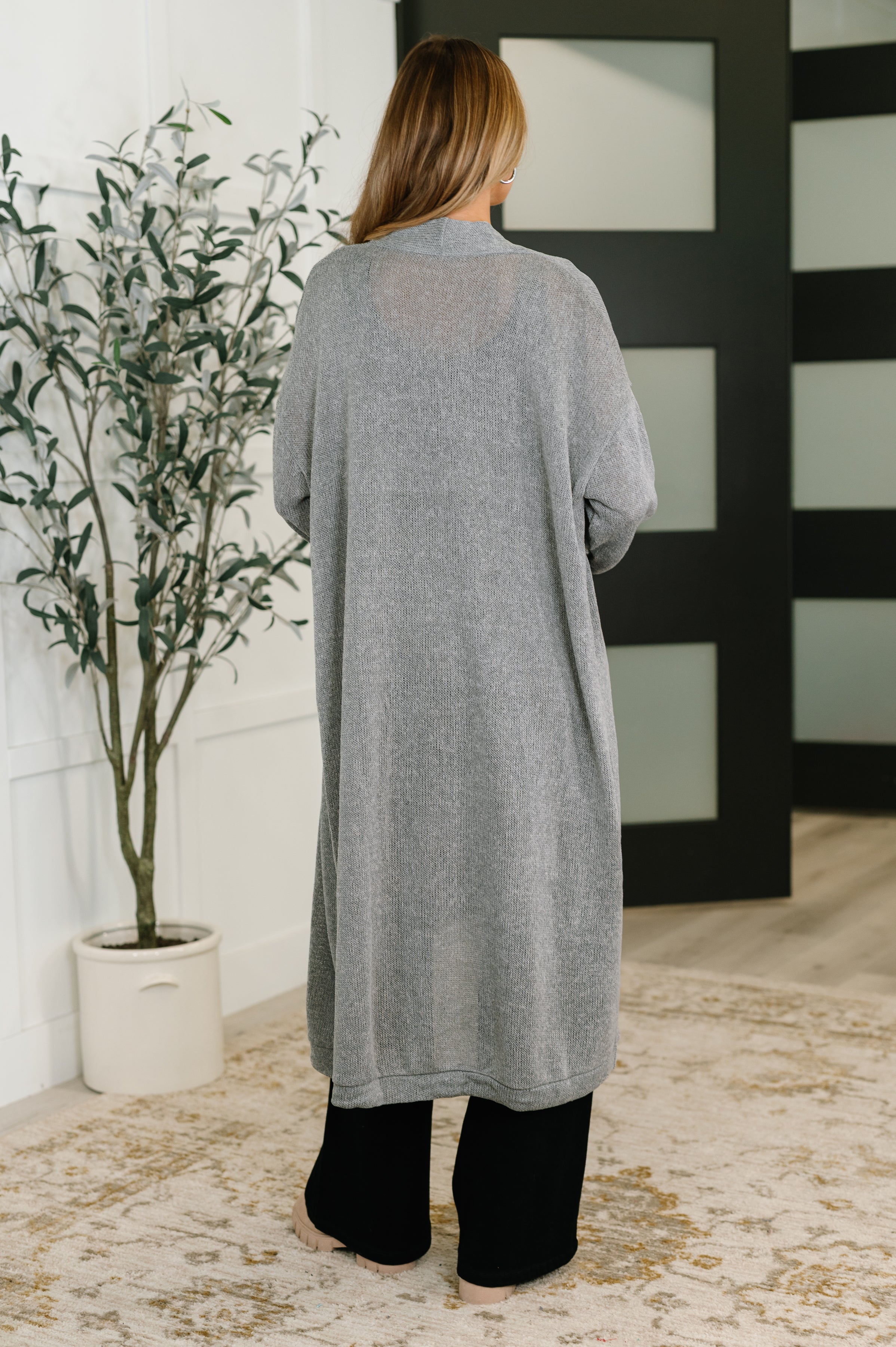 Travel Hideaway Open Front Cardigan in Soft Grey