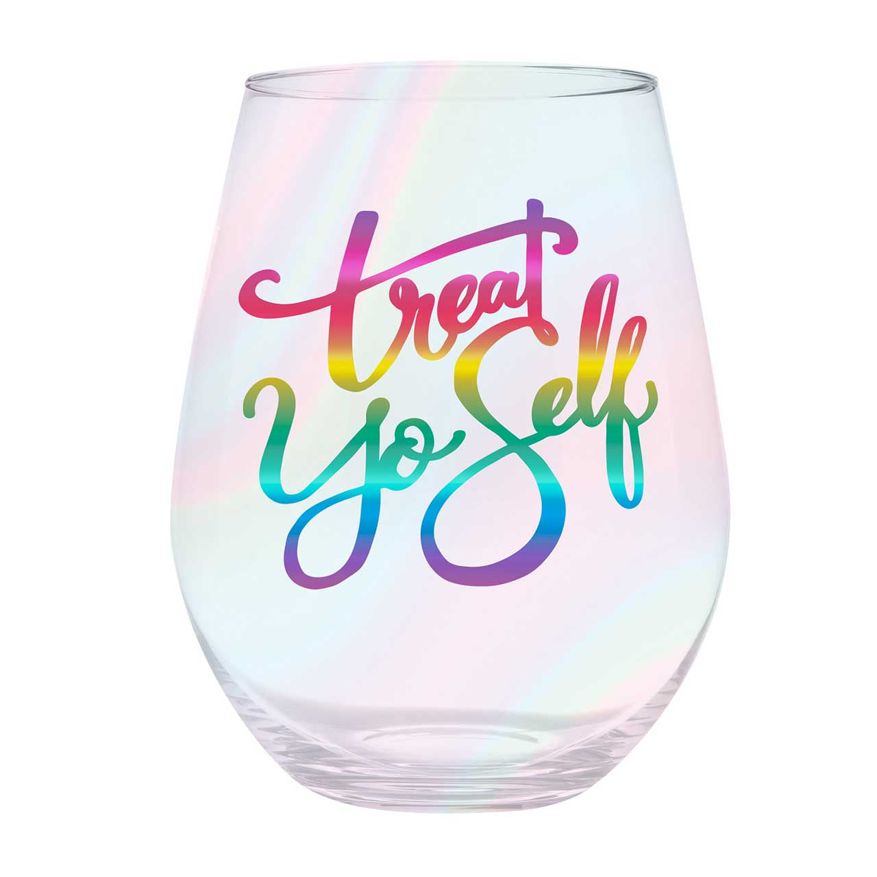 Treat Yo Self Jumbo Stemless Wine Glass in Rainbow Colors | 30 Oz