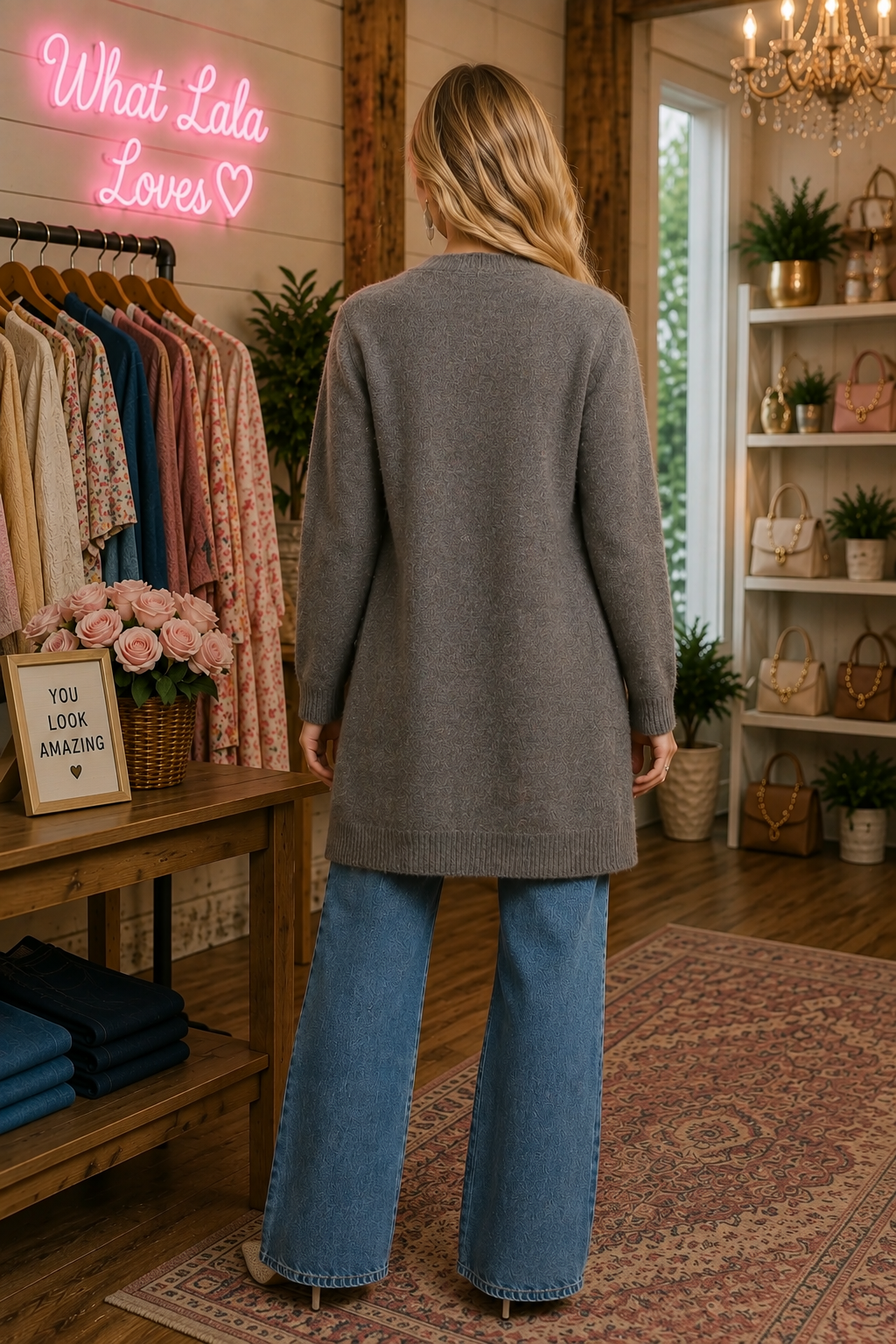 Longline Button Front Knit Cardigan with Pockets