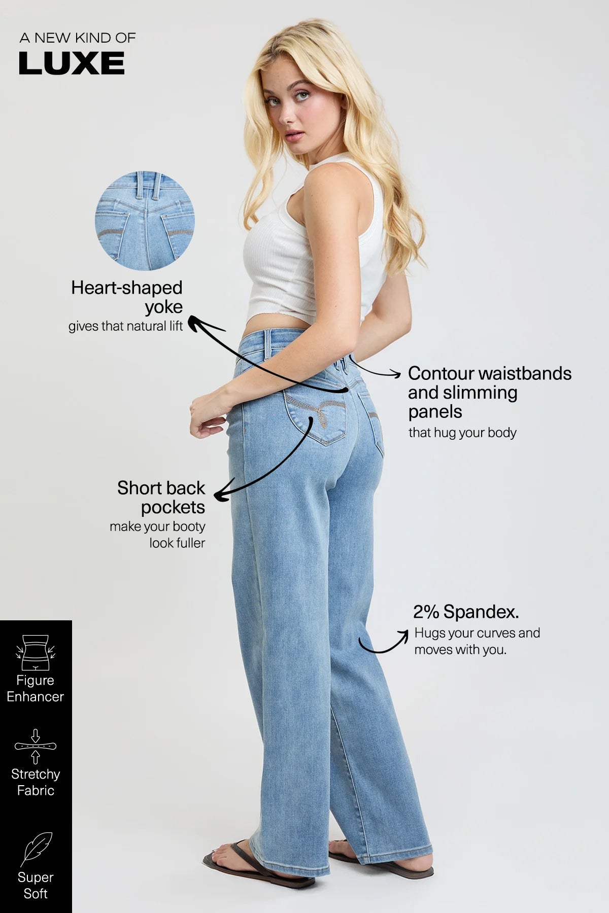 Luxe High Rise “WannaBettaButt” Straight Jeans