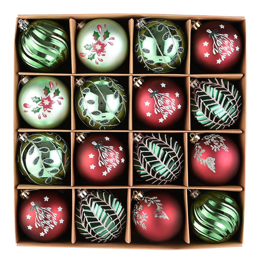 Chic Christmas Decor Ornament Ball Bundle, 16 Piece Natural World Bauble Set
