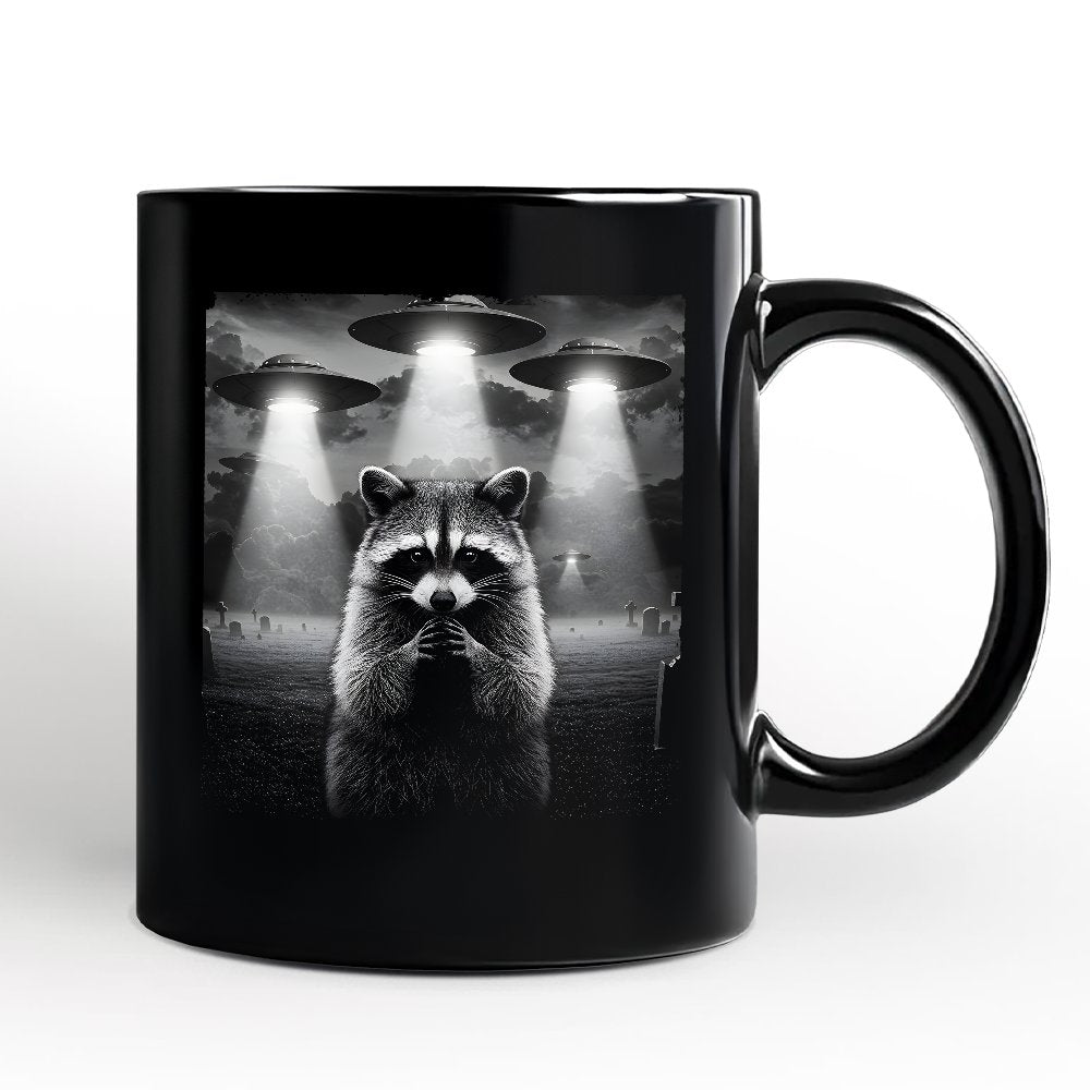 Funny Raccoon UFO Personalized Mug