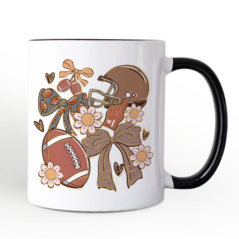 Football Mom Coquette Bow Daisy Personalized Mug