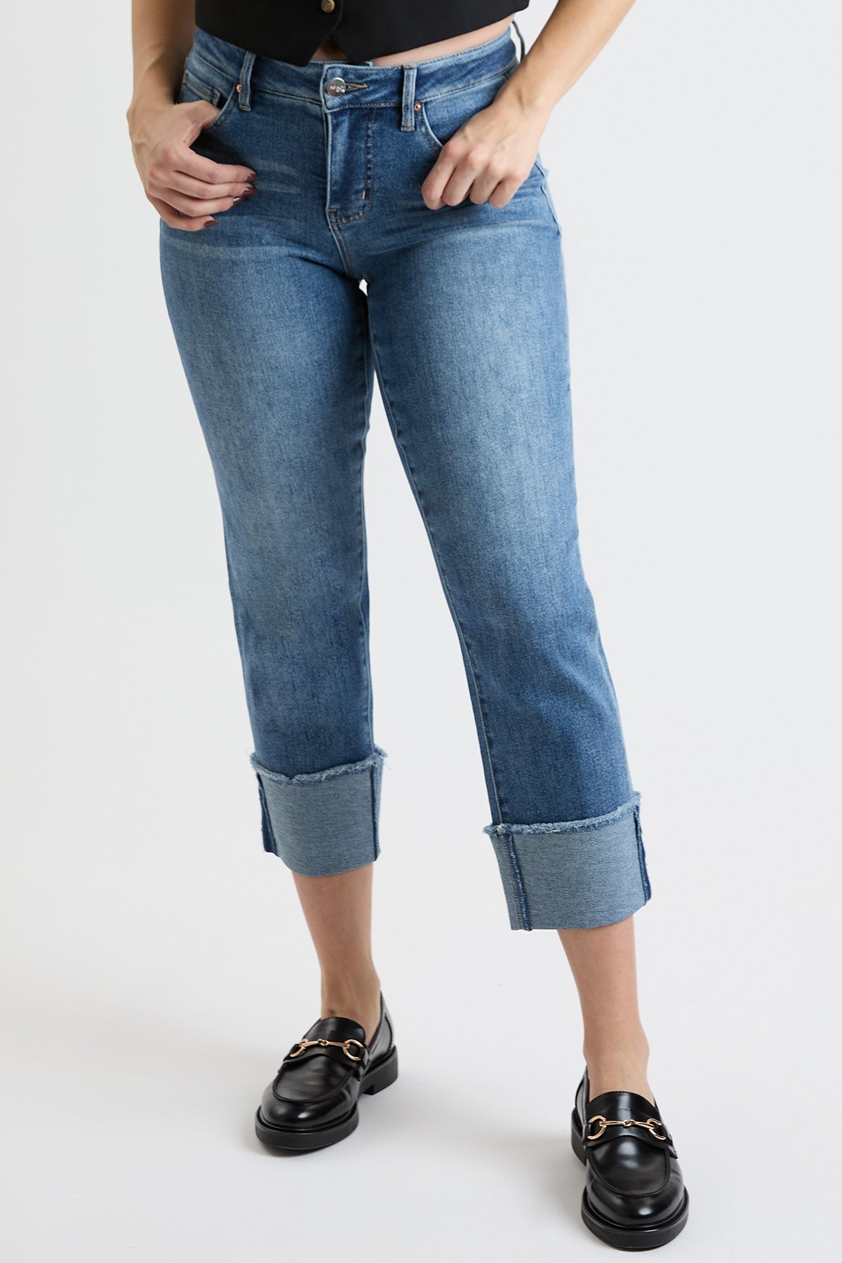 Premium Stretch Cropped Mega Cuff Jeans