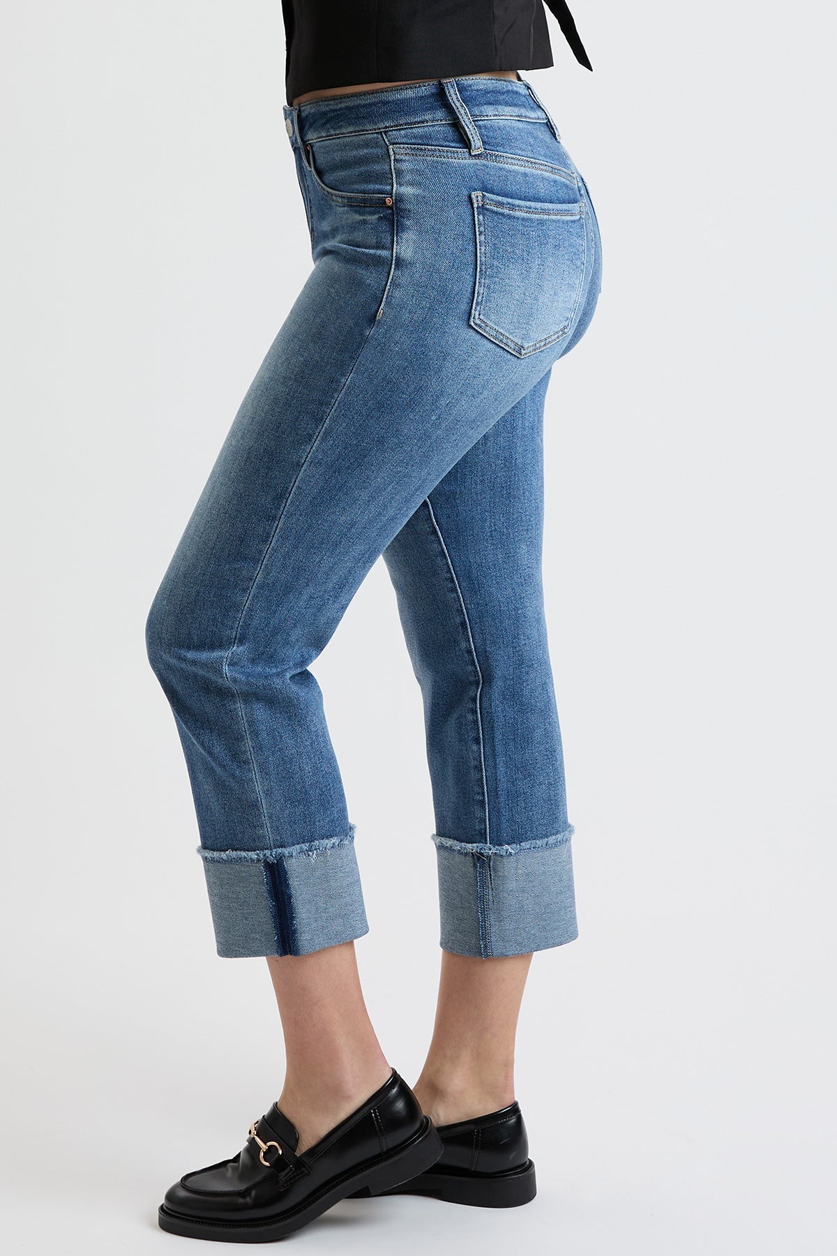 Premium Stretch Cropped Mega Cuff Jeans