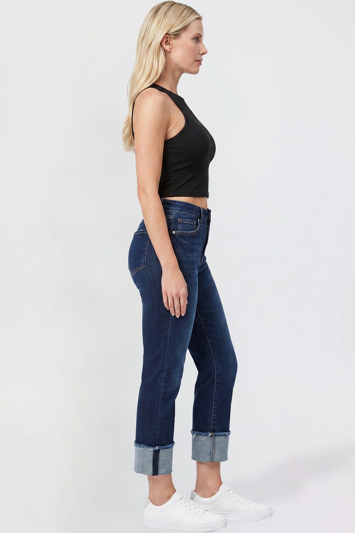 Premium Stretch Cropped Mega Cuff Jeans