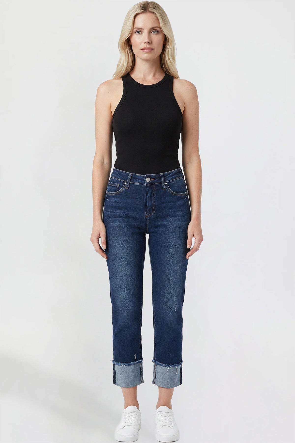 Premium Stretch Cropped Mega Cuff Jeans