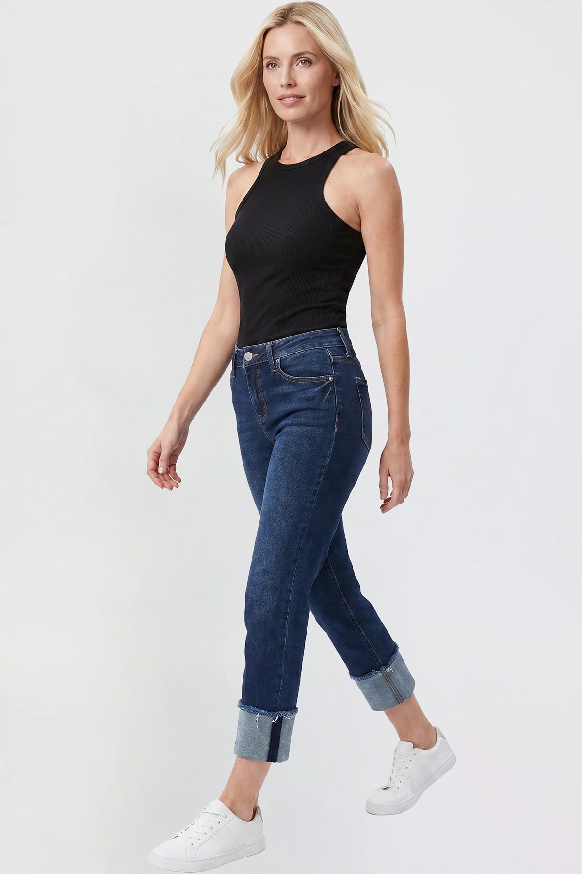 Premium Stretch Cropped Mega Cuff Jeans