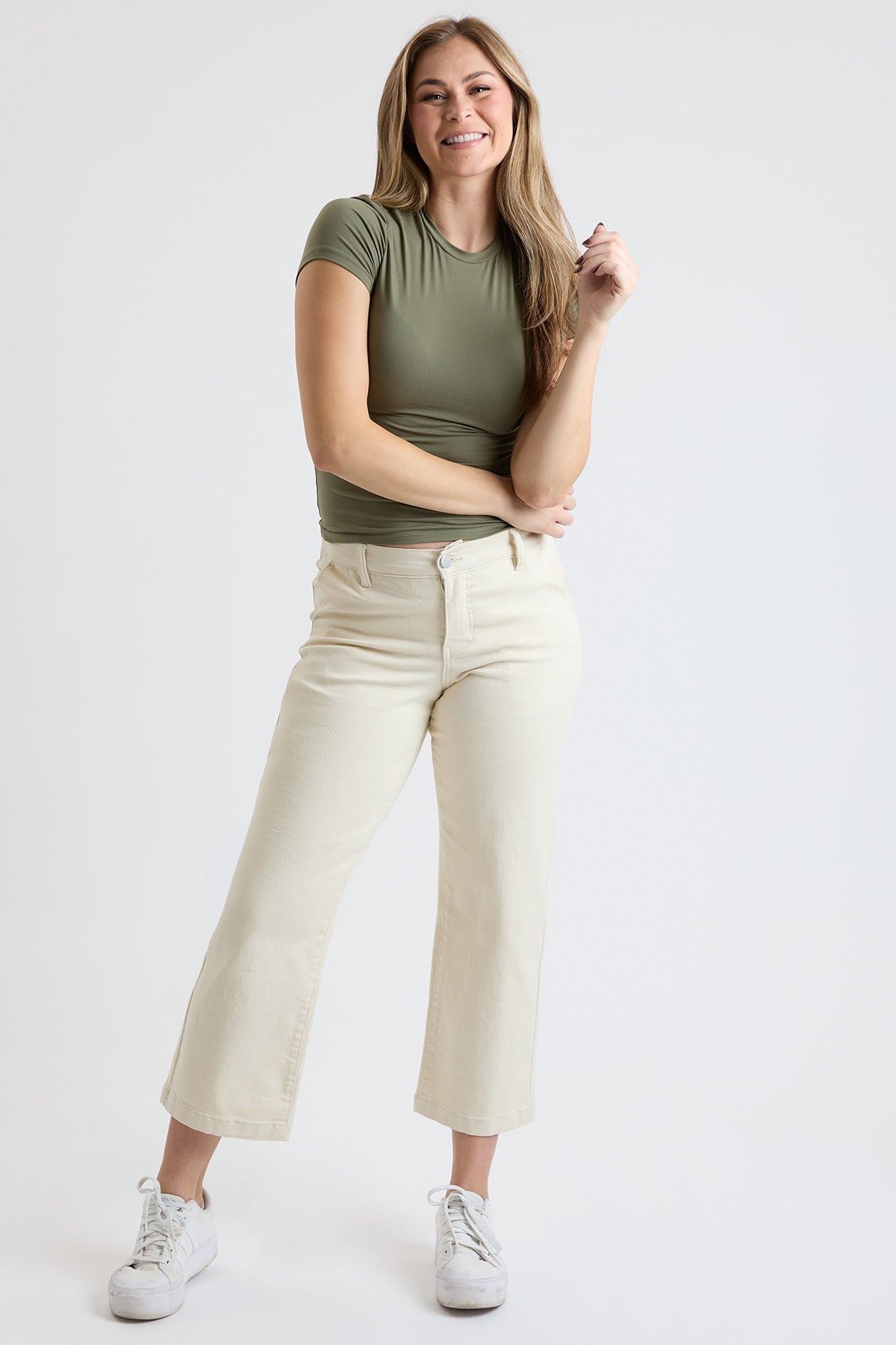 High Rise Wide Leg Jeans with Elastic Back
