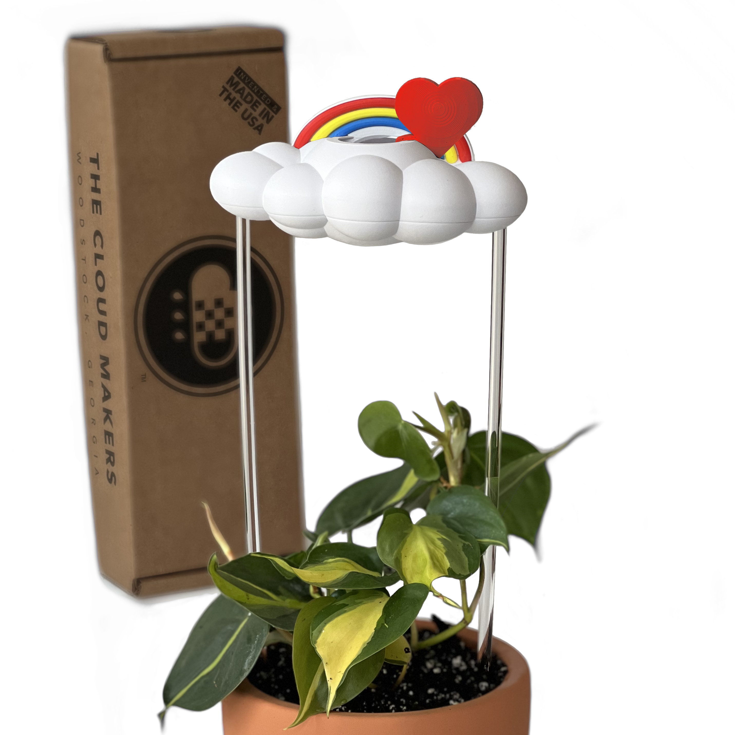 Original Dripping Rain Cloud with Red Heart and Rainbow Charms