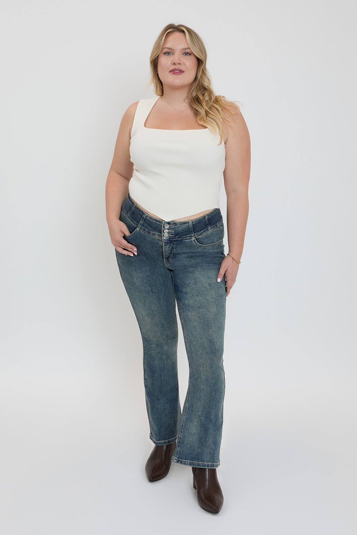 Plus 3-Button Bootcut Jeans