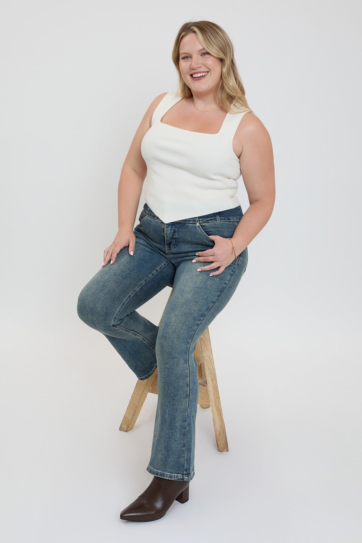 Plus 3-Button Bootcut Jeans