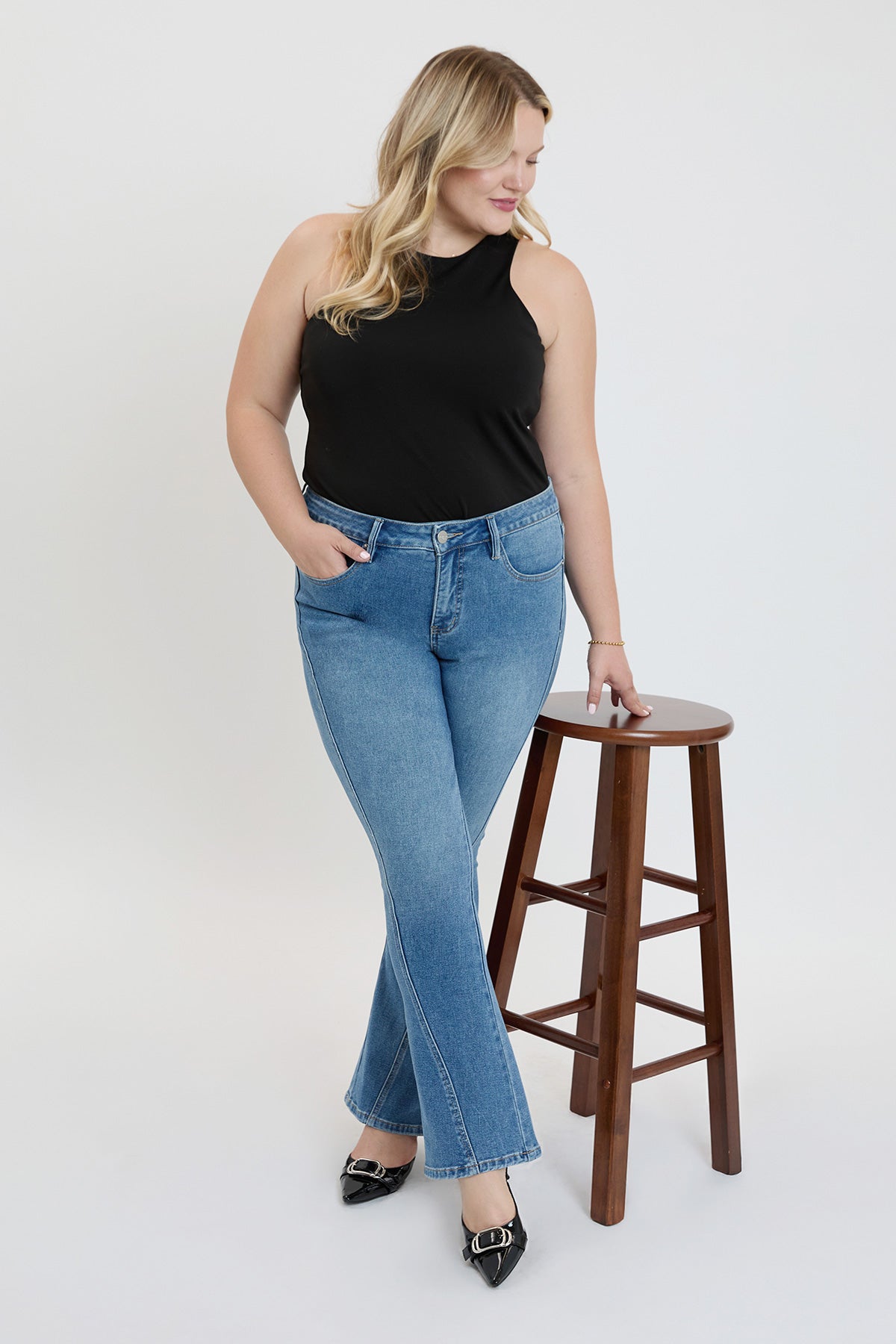 Plus Curve Seam Flare Jeans
