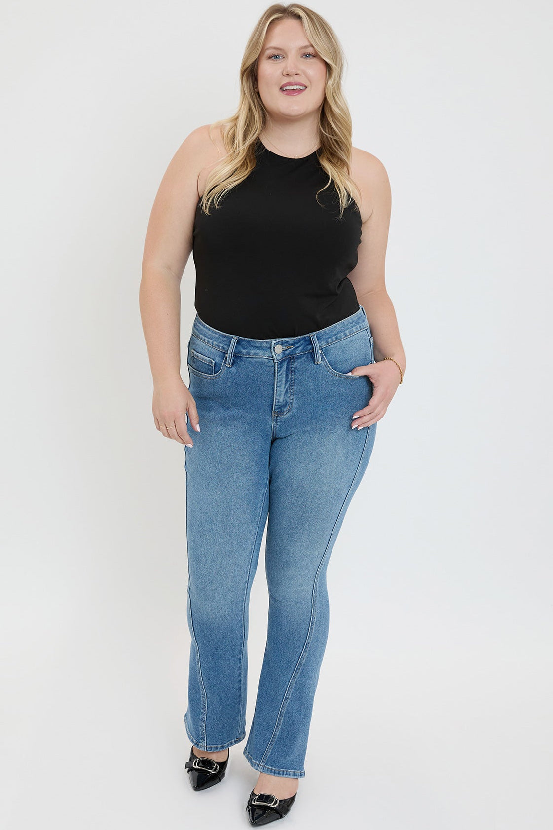 Plus Curve Seam Flare Jeans