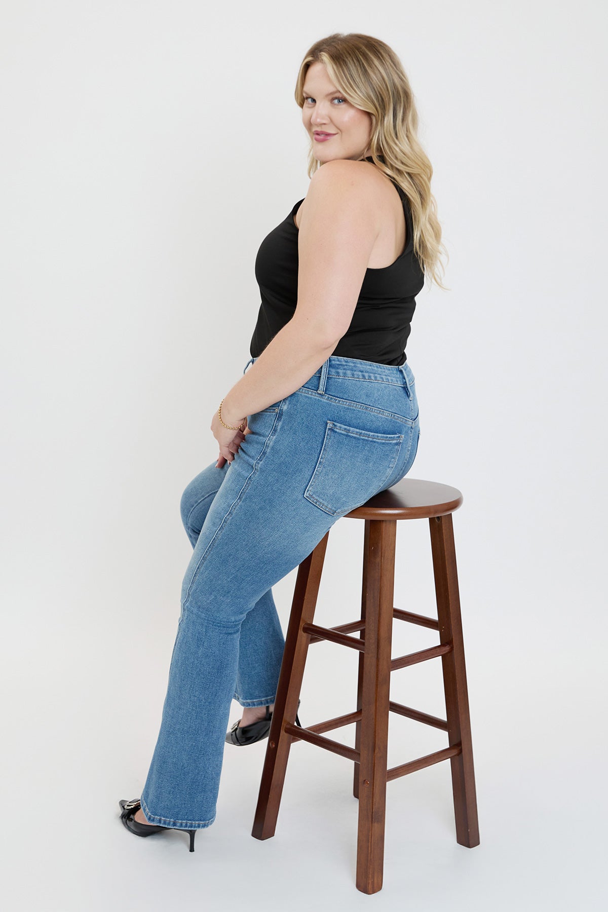 Plus Curve Seam Flare Jeans