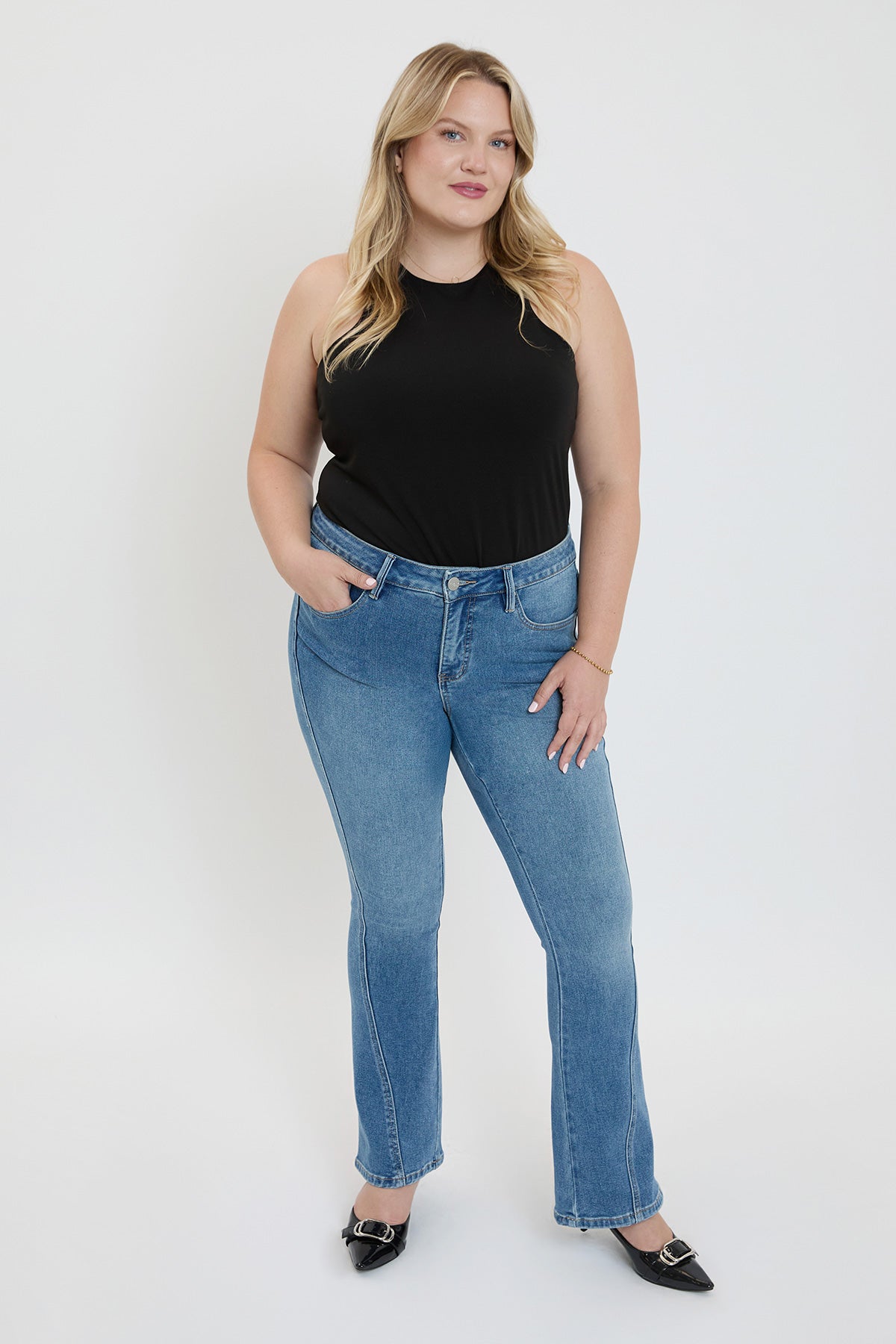 Plus Curve Seam Flare Jeans