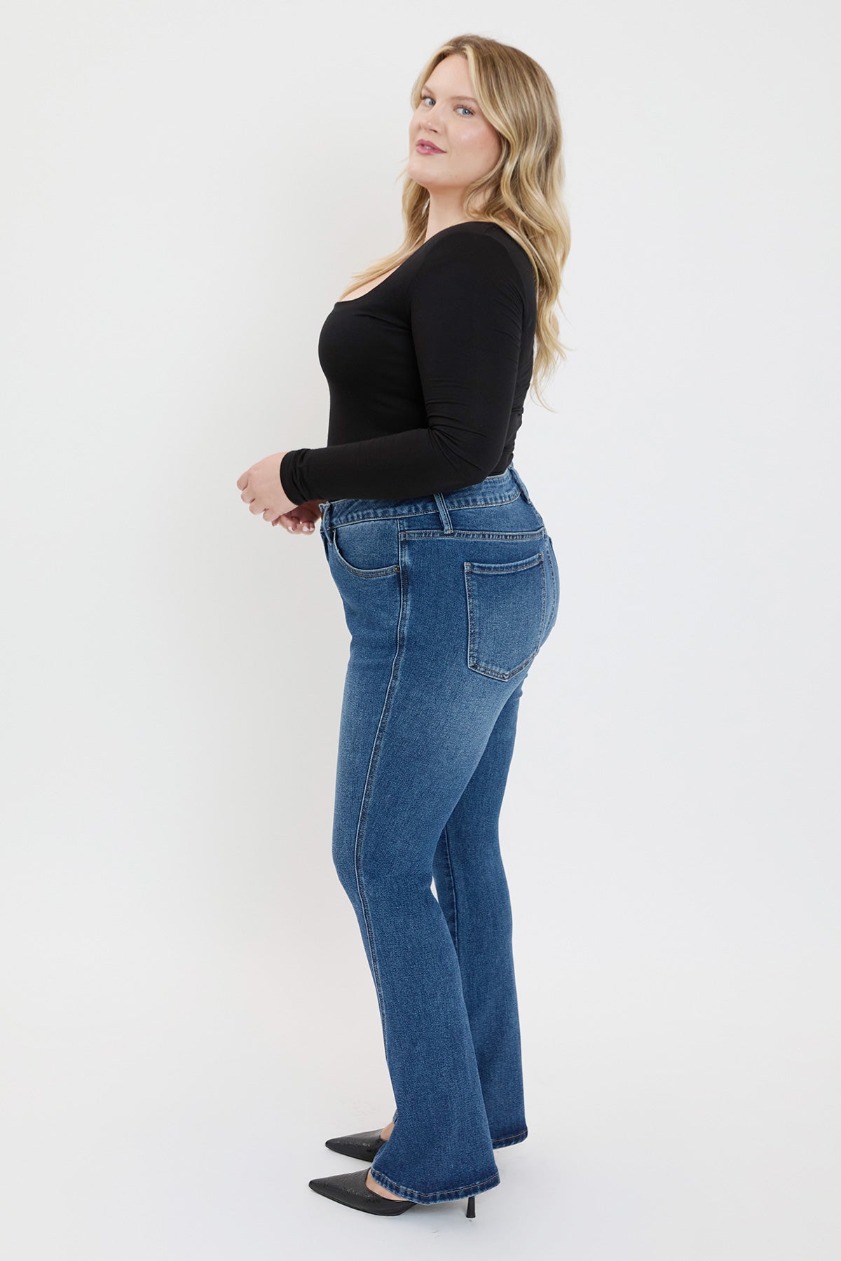 Plus Curve Seam Flare Jeans
